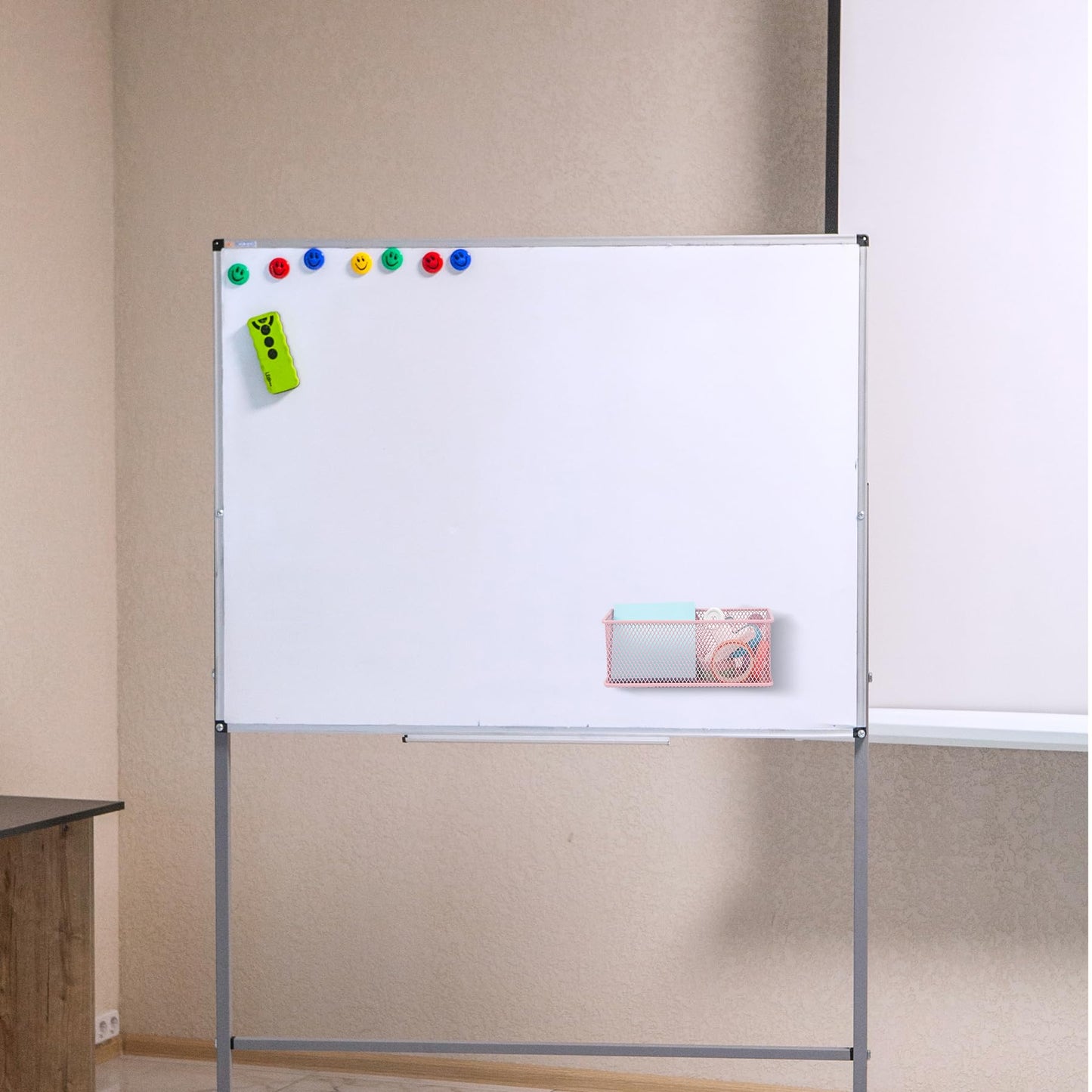 EASEPRES Magnetic Pencil Holder Set of 3 - Wire Mesh Storage Baskets Organizer with Strong Magnets - Perfect for Whiteboard, Refrigerator and Locker Accessories, Pink