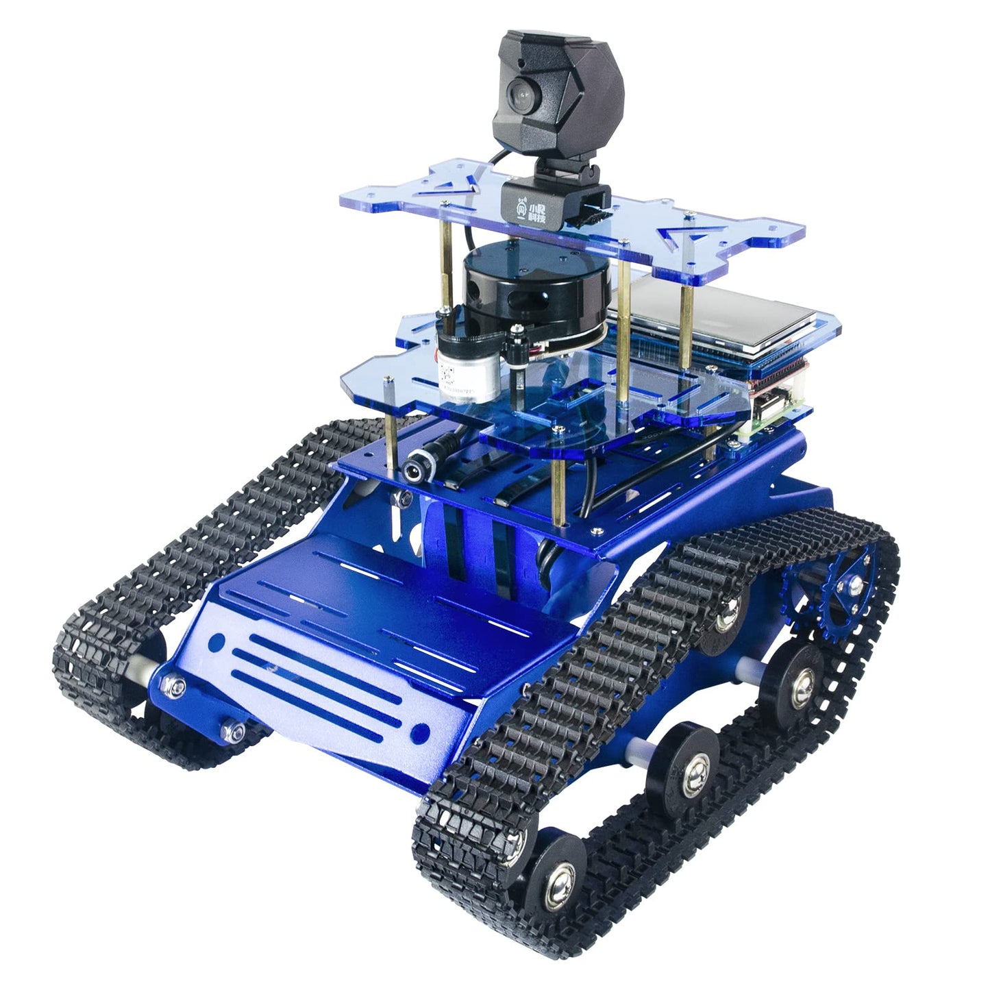 XiaoR Geek AI Robot Kit with Raspberry Pi XR lidar s1 ROS SLAM Smart Car DIY Tank Robotics Kit Build Maps, Autonomous Navigation, Object Recognition Tracking, Following(Blue with Raspberry Pi 4B 4GB)