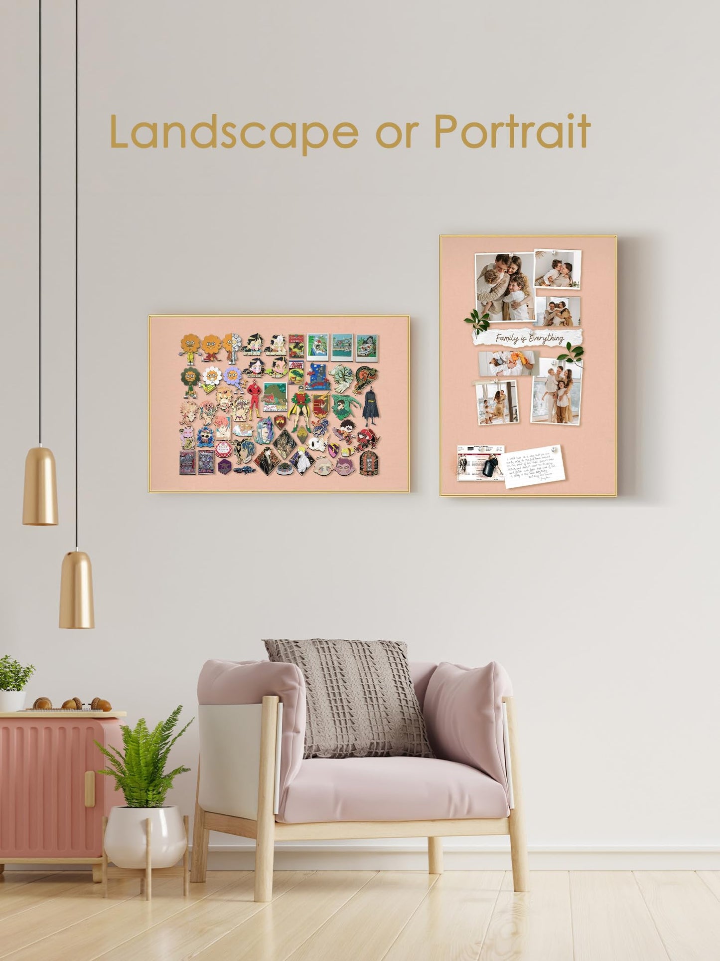 Bulletin Board 30 x 20 inches, Aluminum Framed Fabric Cork Board with 10 Push Pins (Blush Coral, 30 x 20 inches)