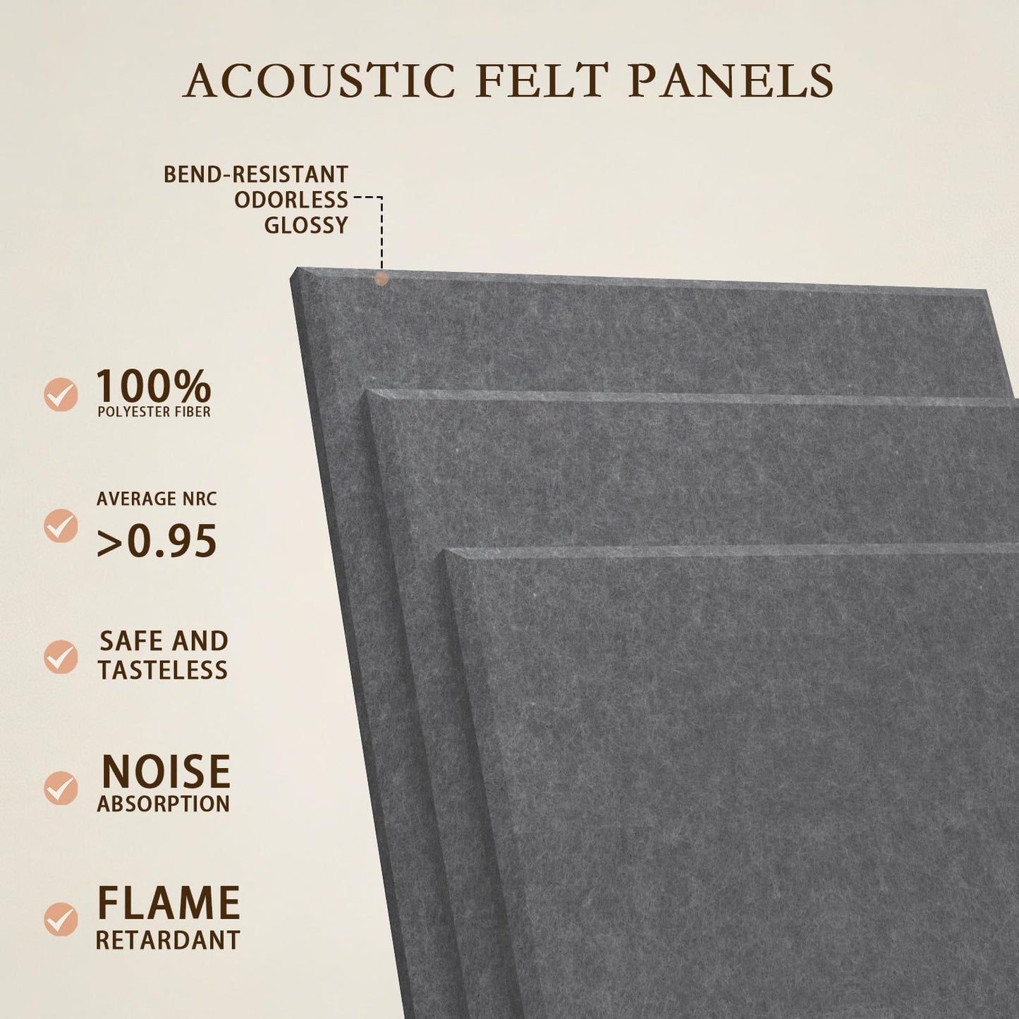 JBER Large Felt Bulletin Board 36" x 24" - 6 Pack Felt Wall Tiles, Cork Board Alternative to Use in Office & Home Decor, Classroom Decor, Vision Board to Display Your Photos(Dark Gray)