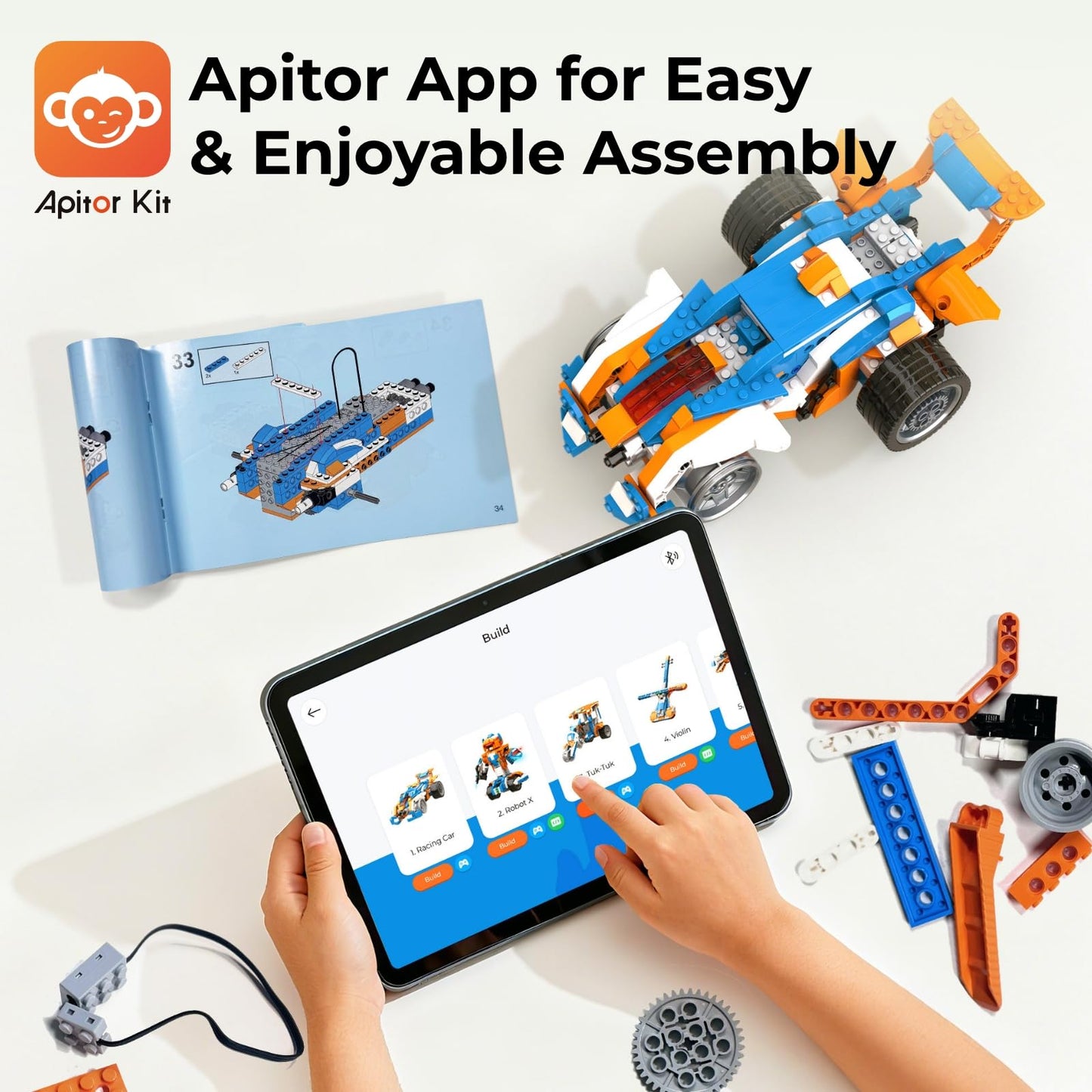 Apitor Robot X Robot Building Kit, 12-in-1 Programmable APP Remote Control RC Car, STEM Robotics Coding Set, Educational Birthday Gifts for Boys Girls Kids Ages 8-12 (600 Pieces)