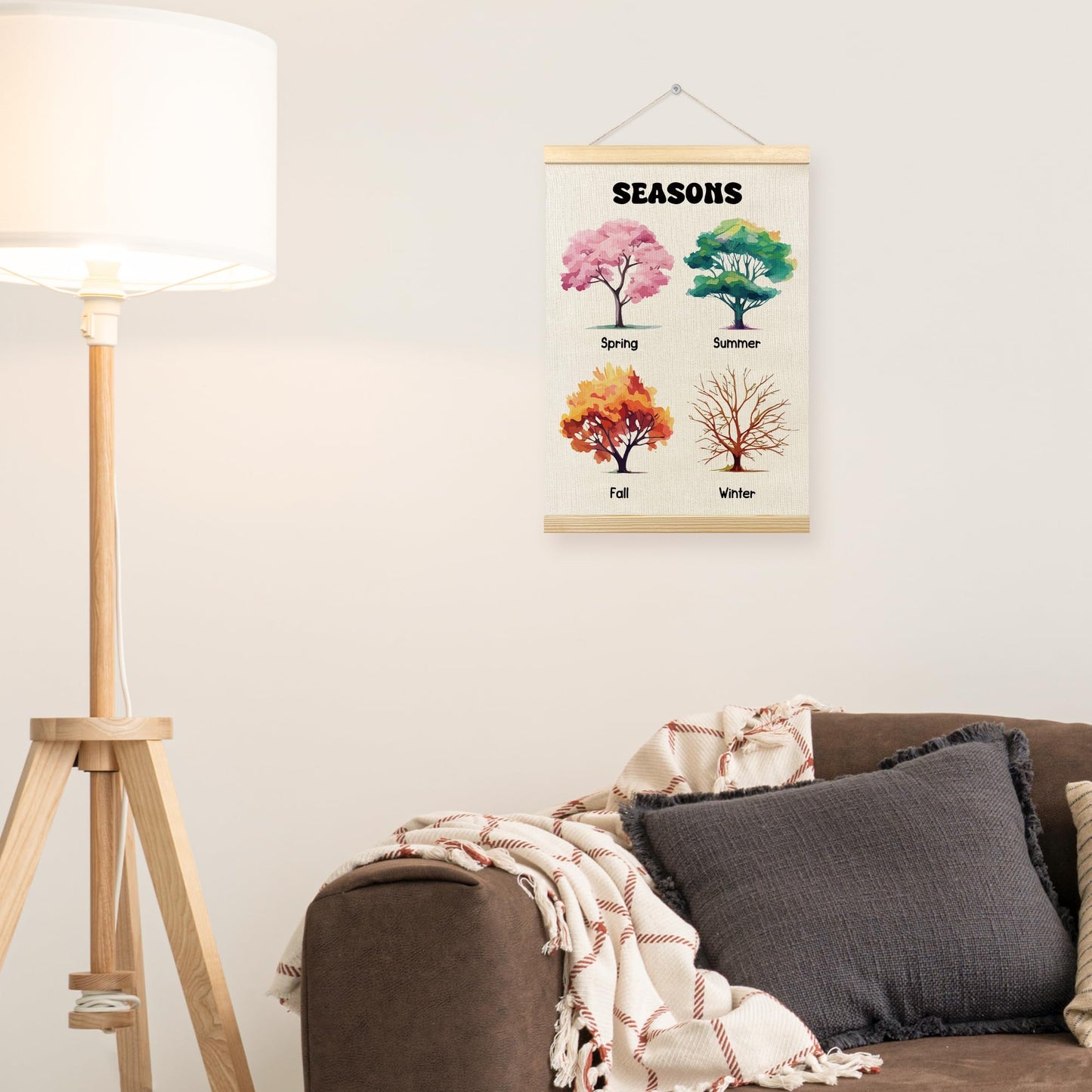 TLESKE Classroom 4 Four Seasons Chart Poster Hanger Frame, Homeschool Hanging Wall Art Decor for Toddlers Kids Room Nursery Playroom, Preschool Prek Learning Educational Poster Print Banner, 12x16