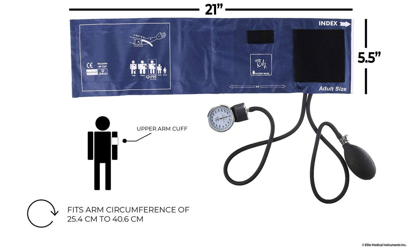 EMI Sprague Rappaport Stethoscope and Aneroid Sphygmomanometer Blood Pressure Set Kit, Navy #330