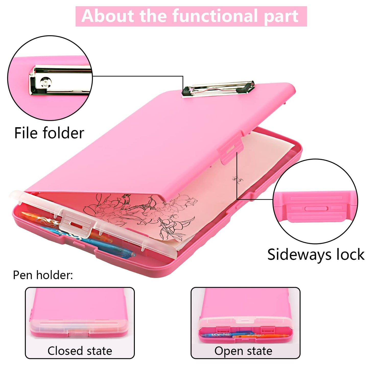 SFLHHDM Plastic Clipboard with Storage, High Capacity Clip Boards 8.5x11 with Storage, Heavy Duty Nursing Clipboard Folder, Clipboards Cute, Letter A4 Size Clipboards with Storage for Teachers, Nurse