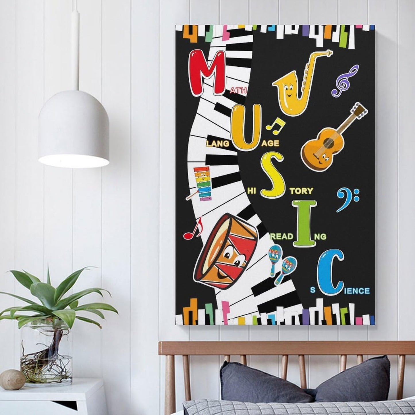 LINWDSB Music Themed Poster Musical Notes Wall Art Colorful Music Poster for Kids Students Classroom School Chalkboard Nursery Wall Back to School Supplies Unframe style 16x24inch(40x60cm)