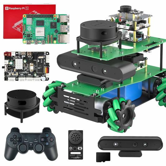 Yahboom Robot AI Python Program ROS2 Robot with RPi 5 8GB Powered Educational Robot AI Voice Module Mapping Navigation 360°Movement（Pi Adv Ver-with Pi 5(8G)）