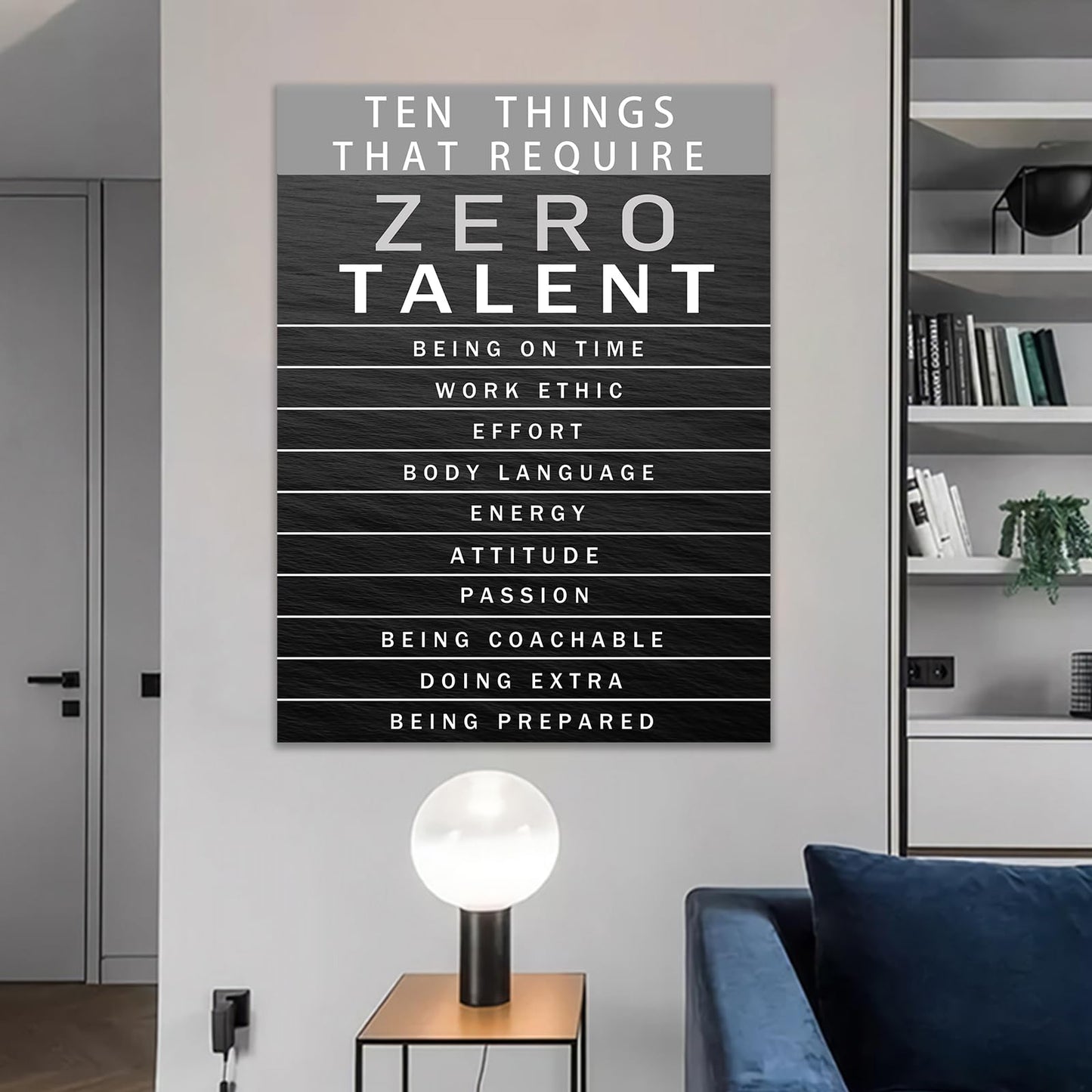 Office Wall Art Motivational Inspirational Posters Prints on Canvas Ten Things That Require Zero Talent Inspiring Quotes Picture Print for Living Room Home Decor Framed Ready to Hang [30''W x 40''H]