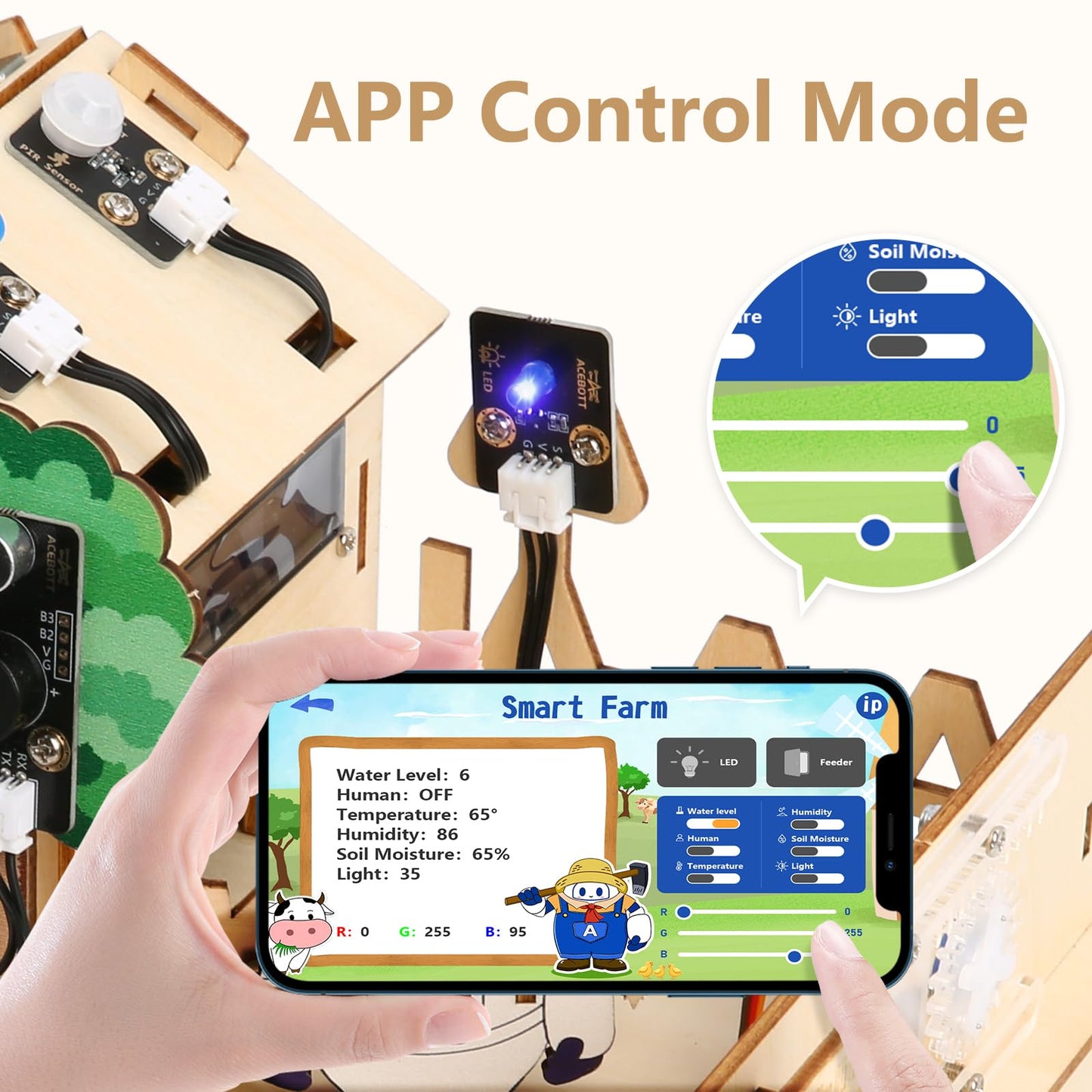 STEM Kit for Kids Age 12+, ACEBOTT ESP32 Smart Farm STEM Kit Compatible with Arduino & Scratch, Build IoT Greenhouse, Automatic Watering & Pet Feeder, DIY Coding Project Gift for Teens & Adults
