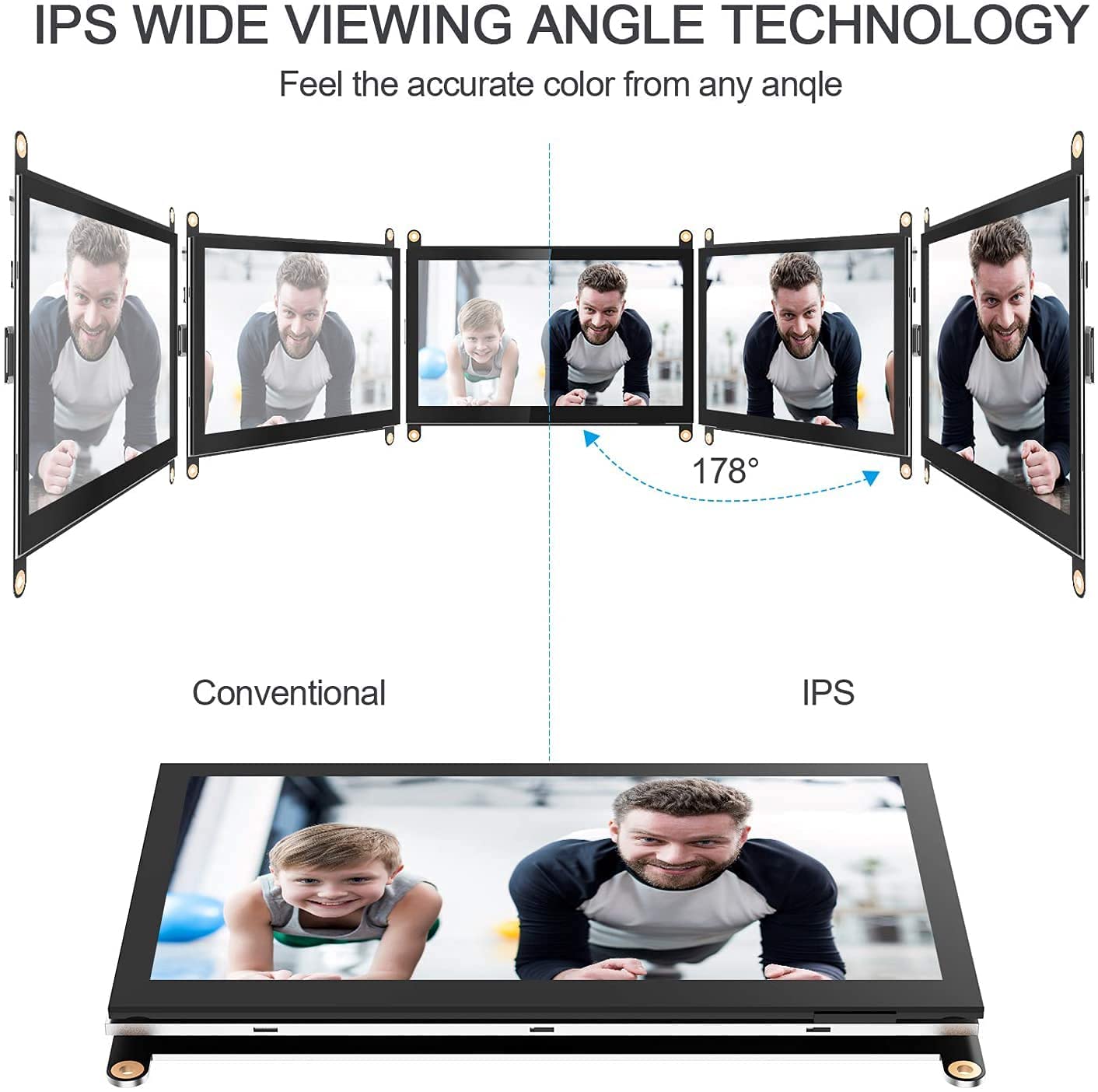 HMTECH 7 Inch Raspberry Pi Screen Touchscreen Monitor 1024x600 HDMI Monitor 16:9 IPS Screen Display for Raspberry Pi 5/4/3/2/Zero/B/B+ Win10/8/7, Free-Driver