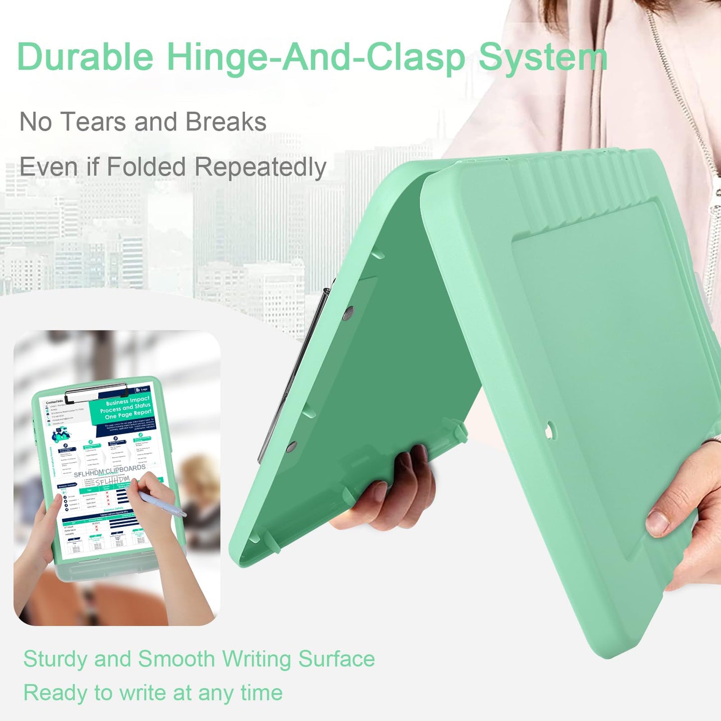 SFLHHDM Clipboard with Storage,Storage Clipboard with Pen Holder, A4 Binder Clip Boards 8.5x11 with Low Profile Clip,Side Opening Nursing Clipboards Folder for Office Supplies-Grayish Green