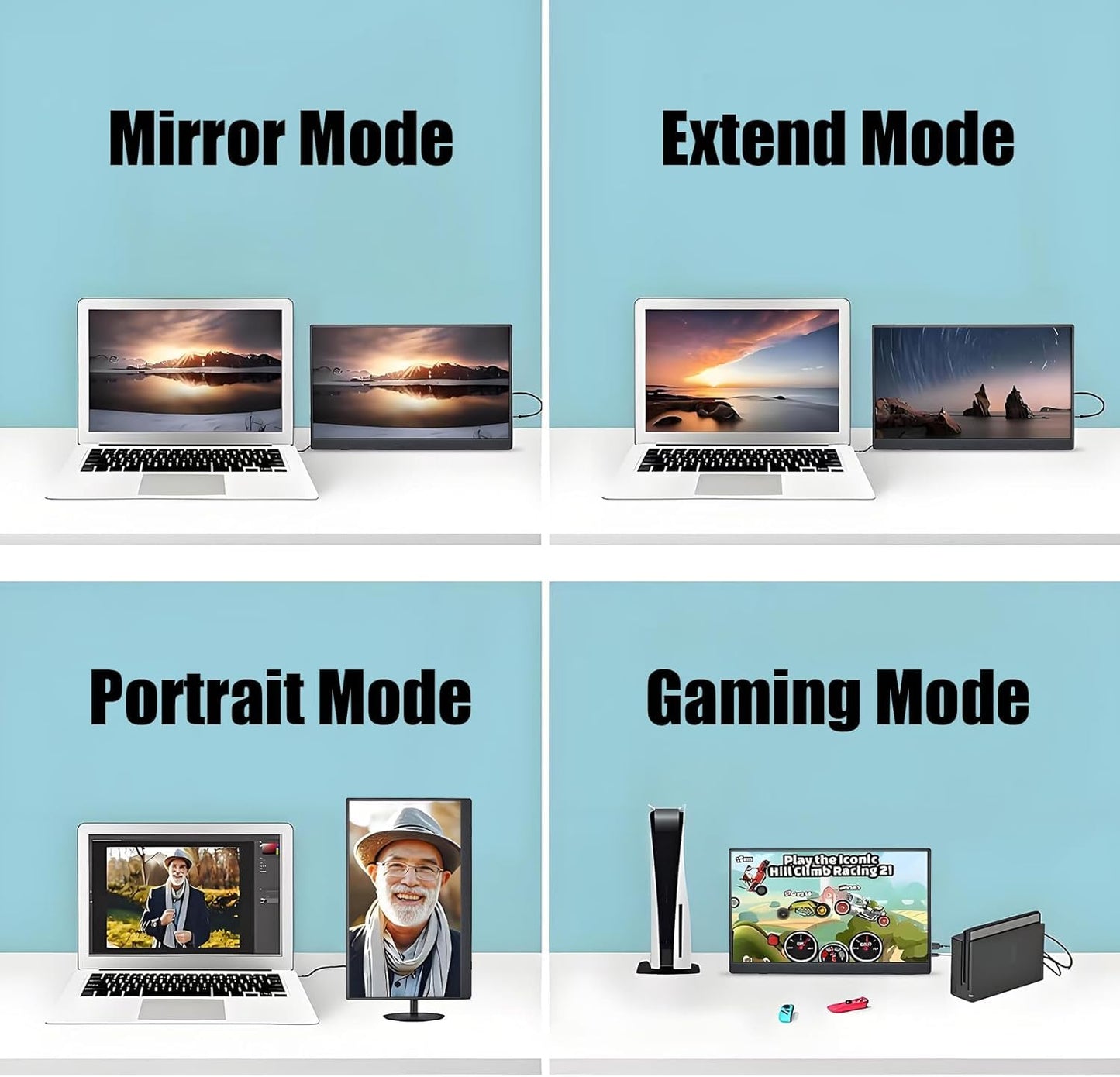 QQU 14" Portable Touchscreen Monitor, 1920 x 1200 IPS/HDR Ultra-Slim Travel Display with VESA Mount & Smart Cover, Kickstand & Speakers, HDMI USB-C External Monitor for Laptop, PC,Phone, Tablet, PS4/5