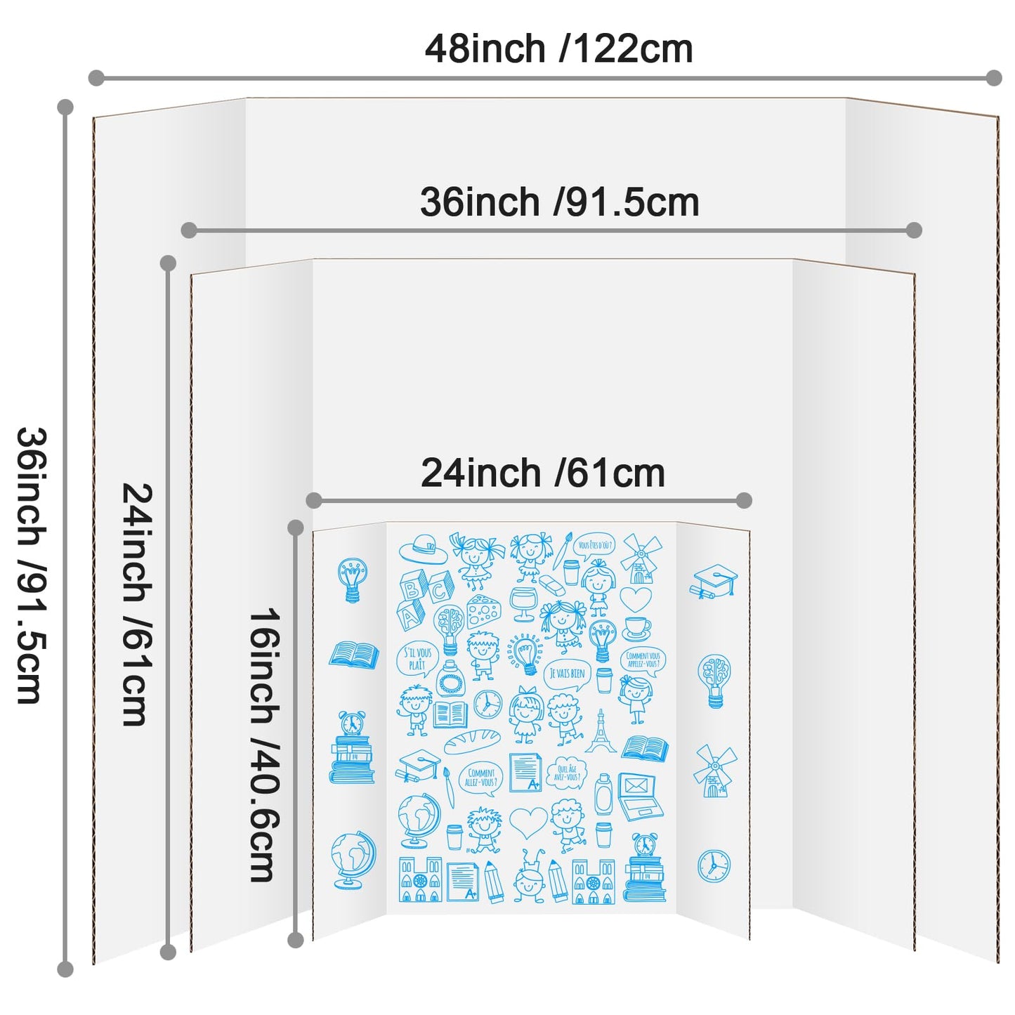 10 Pack Trifold Poster Board 48" X 36", IKAYAS Single Sided White Poster Boards, Science Fair Display Boards Posterboard for Mounting, Prints,Art,Display,Projects Classroom Supplies