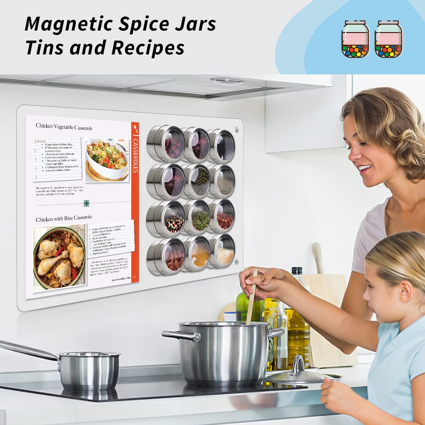 Magnetic Board,17.1" x 11.8" Magnet Display,for Magnets and Bulletin Board,Suitable for Wall, Refrigerator, Compartment, Cabinet etc,Comes with Dual Lock Tape for Easy Hanging (White)