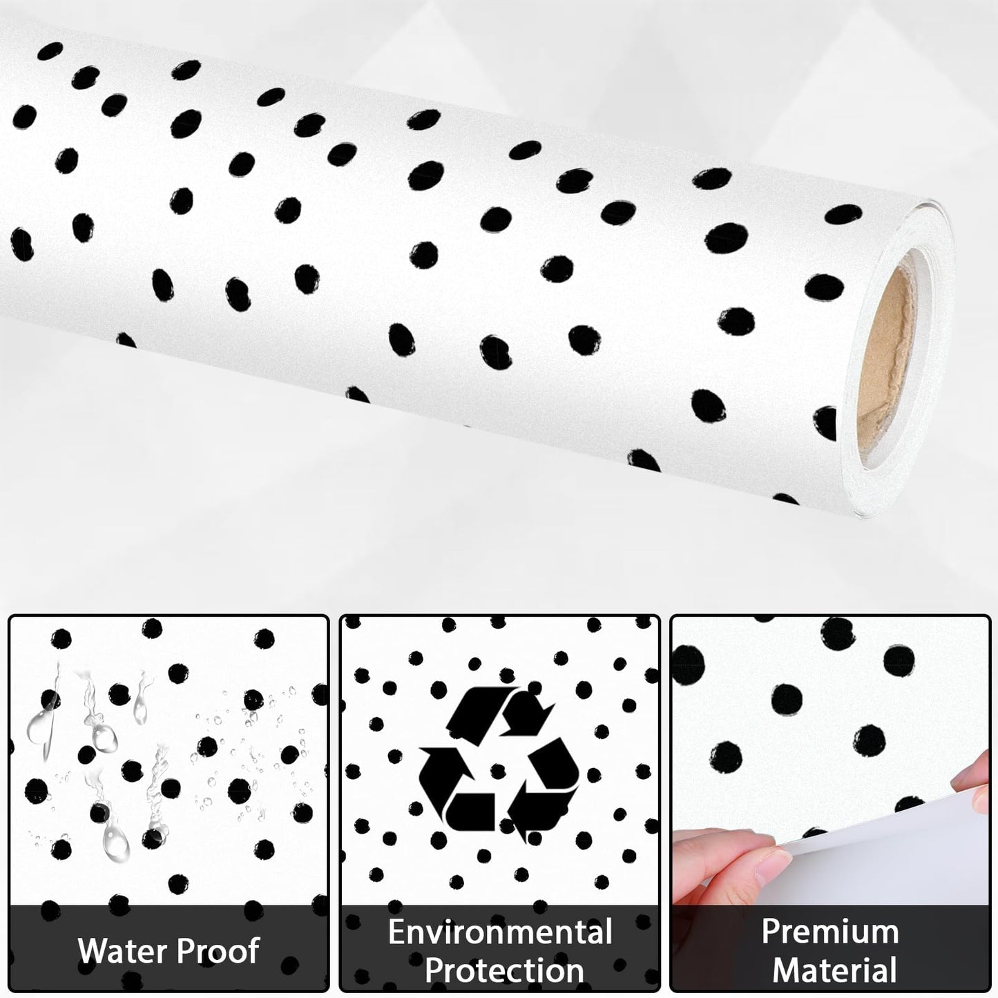 Qyeahkj Black Dot Bulletin Board Paper Roll Black Polka Dot Bulletin Board Background Paper Fade Resistant Classroom Decoration Poster Art Craft Home Wall Education Decor Supplies 17.7in x 20ft
