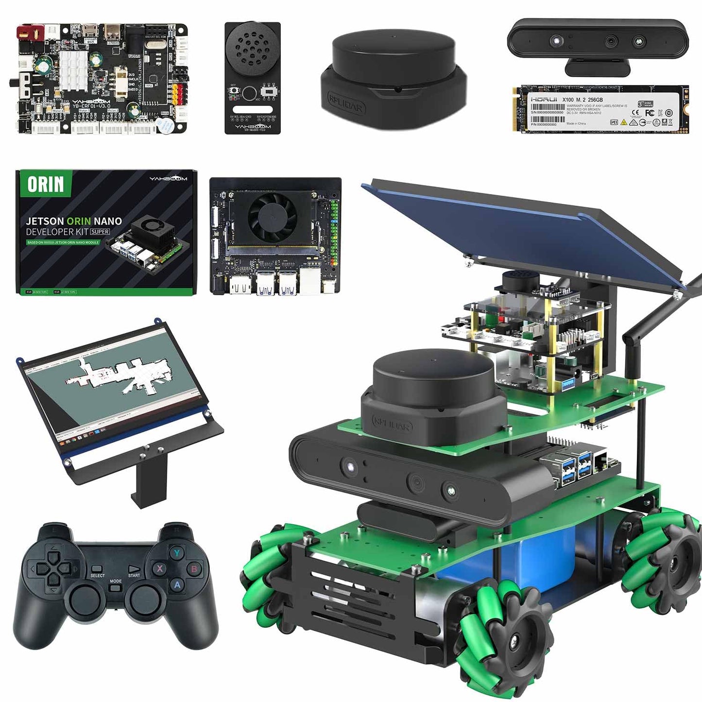 Yahboom ROS2 Programming Robot for Jetson Orin Nano 8GB Super Educational Robot AI Voice Module, AI Vision Mapping Navigation 360°Movement (ULT Ver-with Orin Nano Super 8GB)