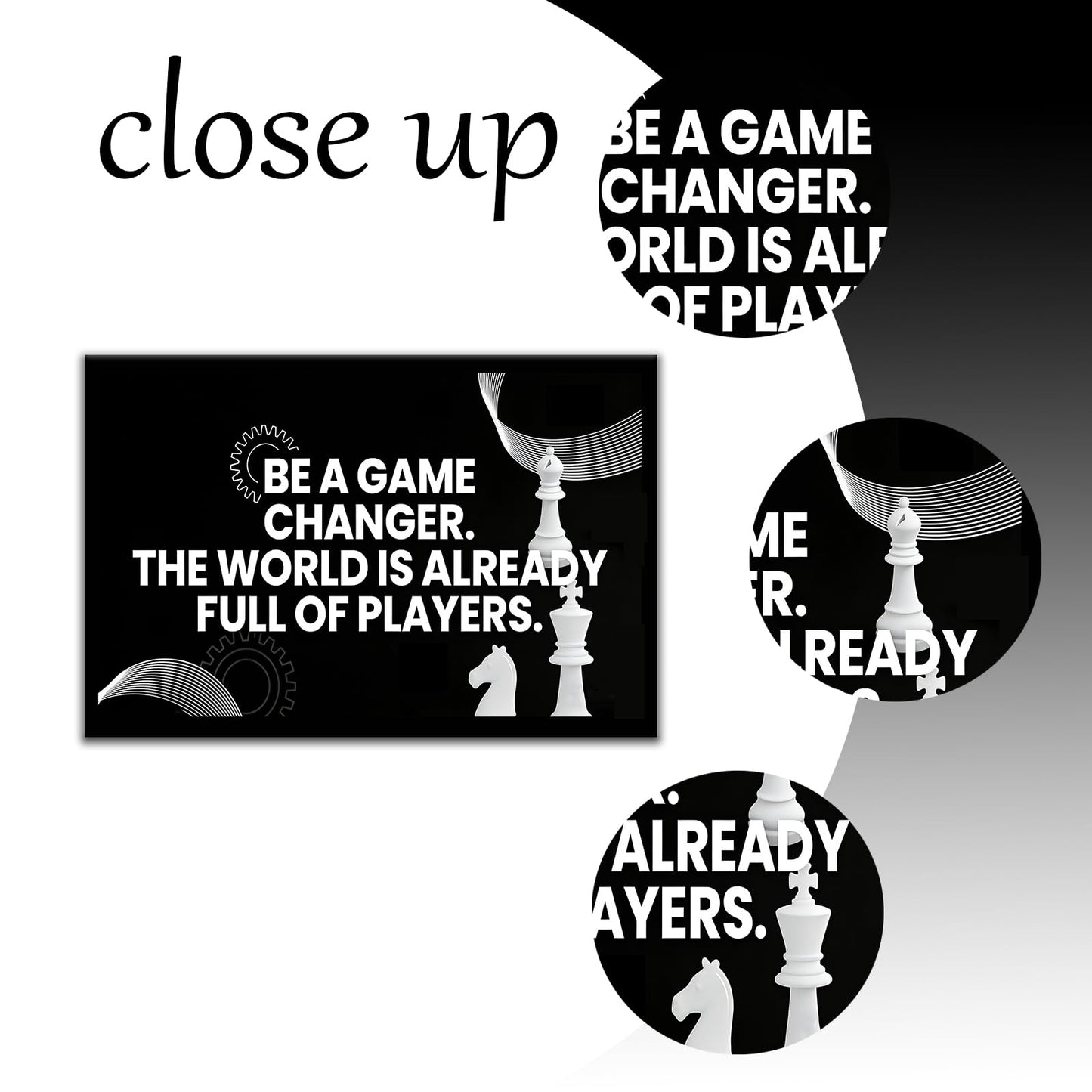 PSYYSP Motivational Wall Art For Office Inspirational Quotes Be A Game Changer Canvas Print Framed Chess Poster For Men Desk Decor Strategy Leadership Empowerment Small 12x18 Inch Artwork