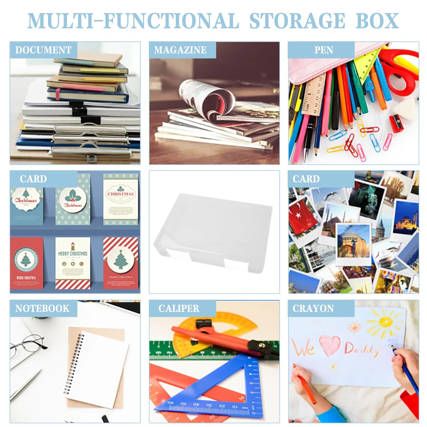 Olutacot 12 Pcs Clear A4 A5 File Box Document Plastic Storage Box with 48 Labels File Holder Organizer Box Paper Plastic Case Magazine Protector with Buckle Office School Supplies(White)