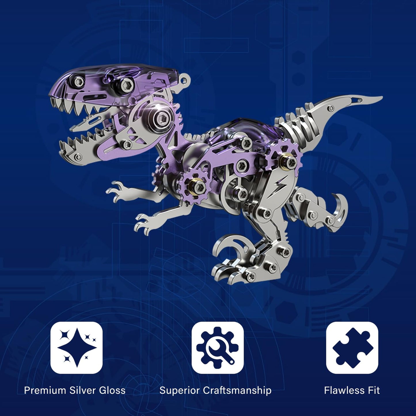 3D Metal Puzzles,Mechanical Dinosaur 3D Metal Puzzle for Adults,Velociraptor Series,Home Decoration Art Handicrafts Gifts Toys