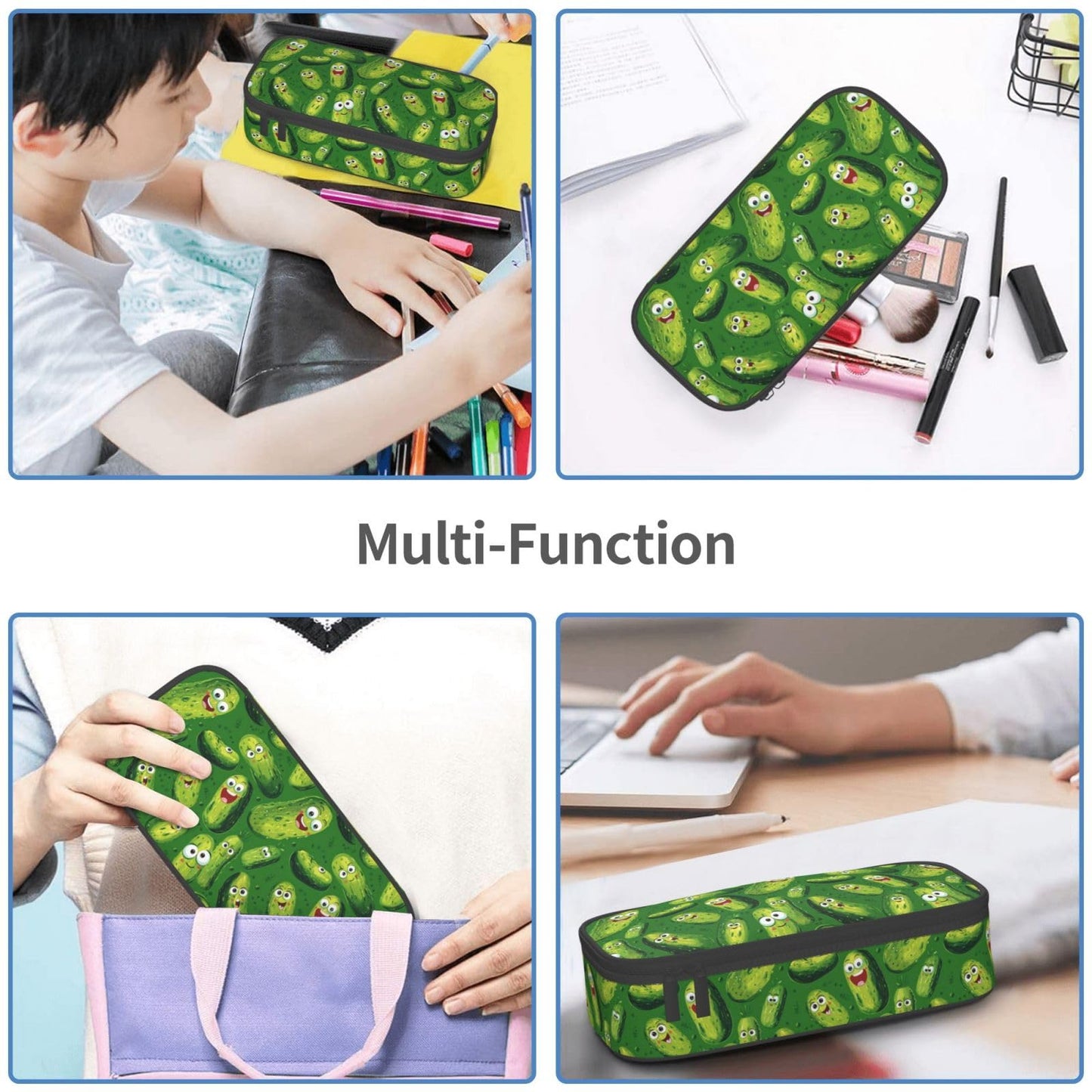 Geoocii Happy Pickle Large Capacity Pencil Case Organizer Pencil Pouch Stationery With Zipper School Supplies Pencil Bag For Girls Boys Teens Adult Office