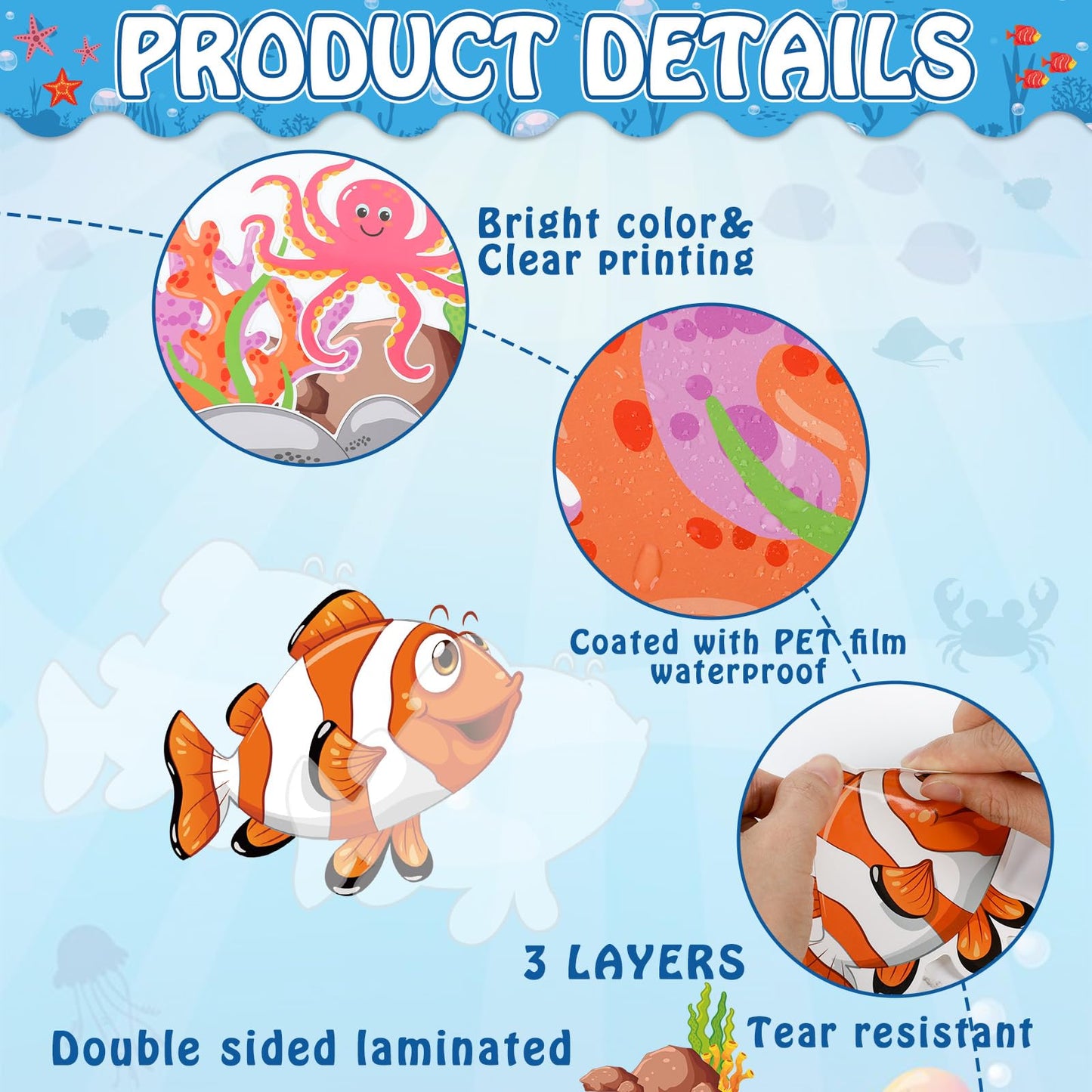 party greeting Ocean Animal Bulletin Board Set Under The Sea Classroom Decoration Summer Dive into Learning Sea Animals Fish Paper Cutouts for Tropical School Chalkboard Wall Decor Supplies