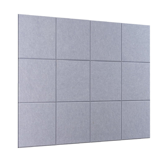Bulletin Board 40x30in, 12 Count 9.8 x 9.8in Felt Wall Tiles with Removable Adhesive Tape, Cork Board Alternative for Walls, Wall Decor, Kids Art Display, Kids Room (Classic Gray Collection)