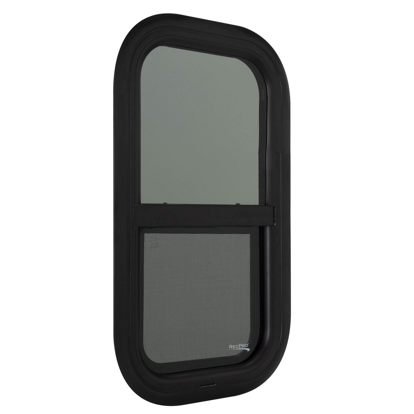 RecPro RV Window Replacement | Teardrop Style | 12inW x 22inH | Black | Model RP-WIN