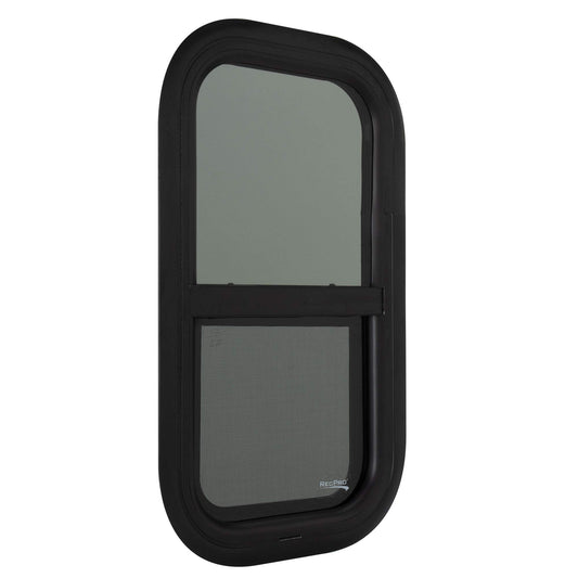 RecPro RV Window Replacement | Teardrop Style | 12inW x 22inH | Black | Model RP-WIN