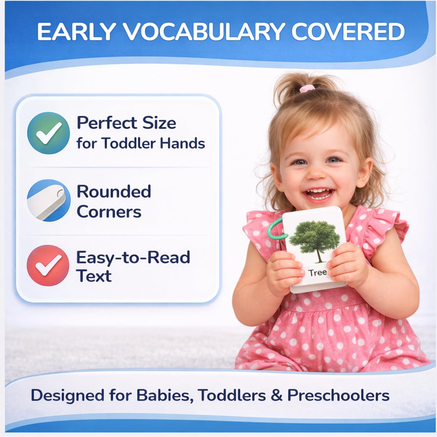250 Flash Cards for Toddlers 1-3 with Rings, Toddler Flashcards with ABC Flash Cards Included, Improve Talking Flash Cards, Toddler Flash Cards 1-2