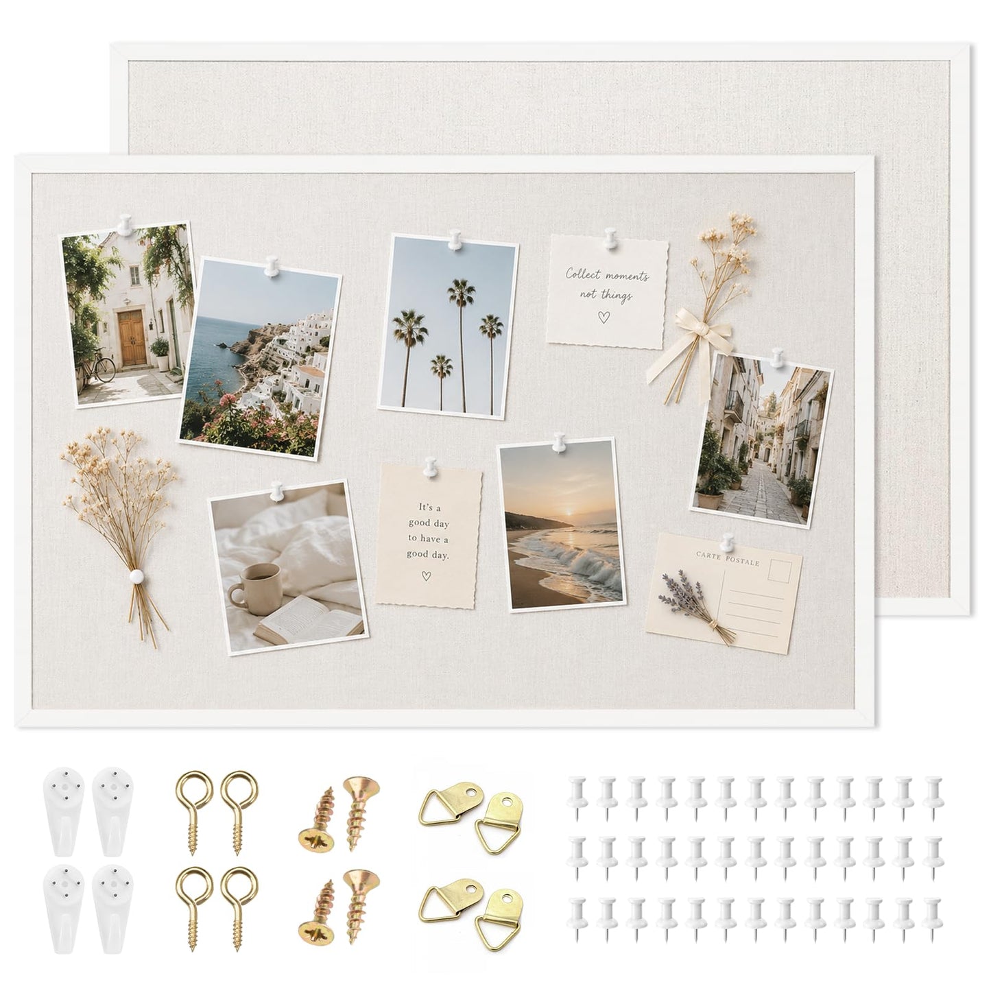 OWLKELA 24'' x 36'' Linen Bulletin Board 2 Pack, White Framed Cork Board, Perfect for Office & Home Decor, School, Cubicle