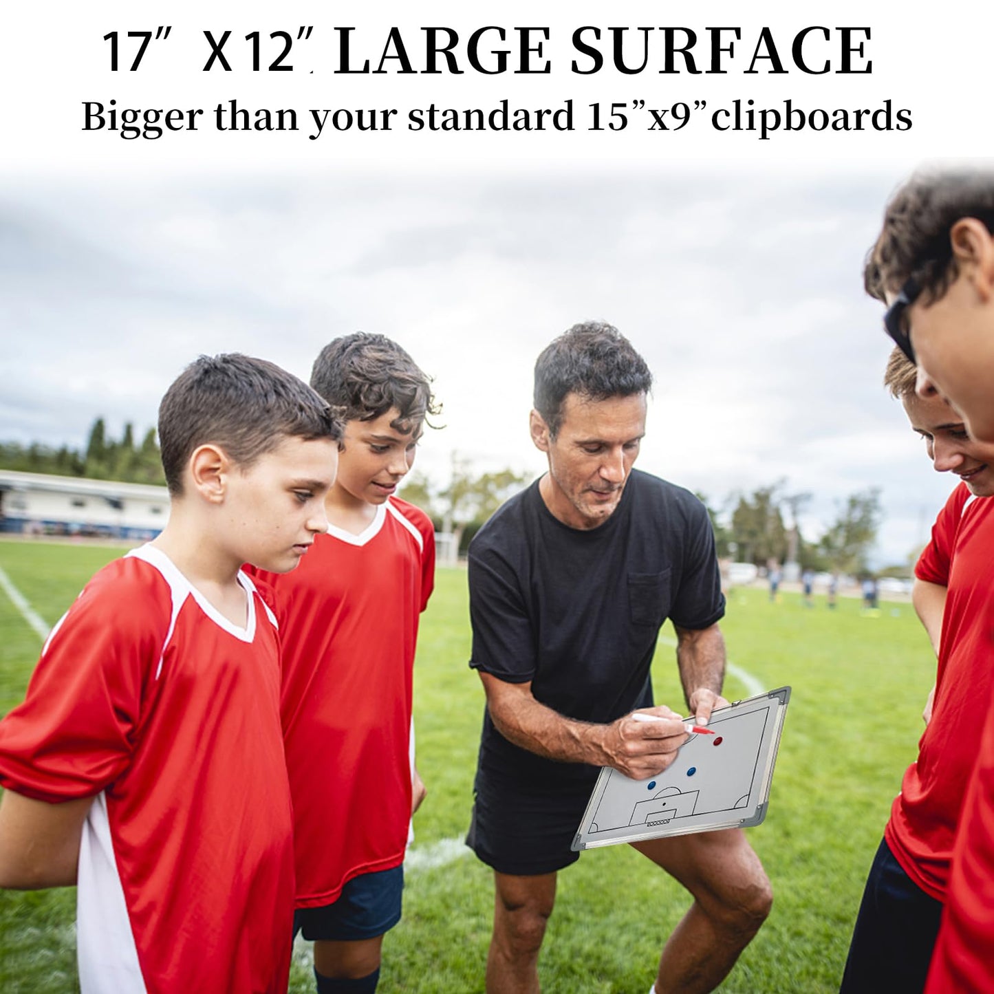 Suprwin Soccer Coaching Board with Magnetic Pieces, Dry Erase Markers, Soccer Tactical Presentation Clipboard for Soccer Coaches - Durable, Magnetic, Perfect Size (Soccer, Green)