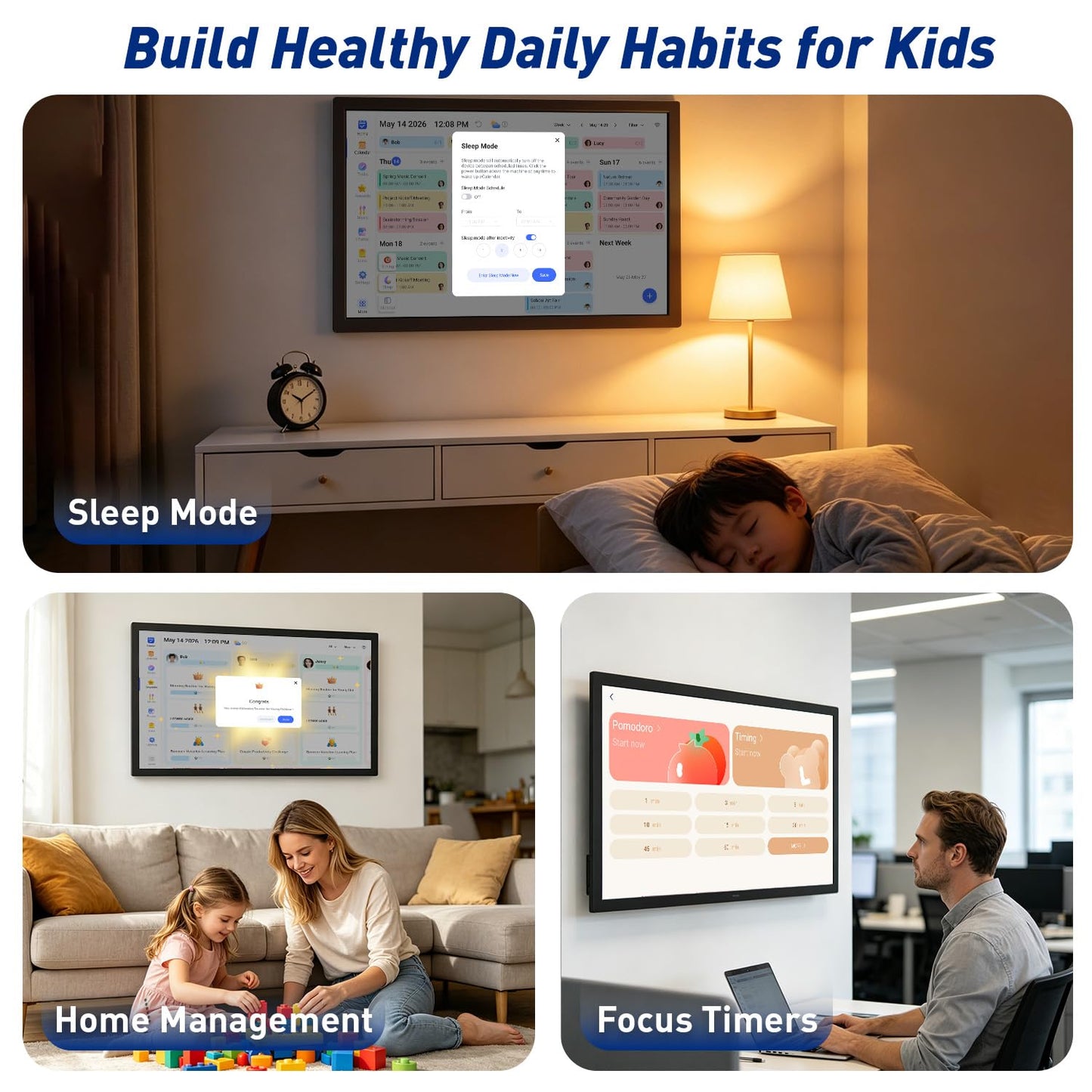 27" Smart Digital Calendar for-Family-Business-Planner - Electronic Wall Calendar for Business Chore Chart, Touchscreen Display for Family Schedules, Star Rewards, Desk Mountable, Gifts for Mom Dad