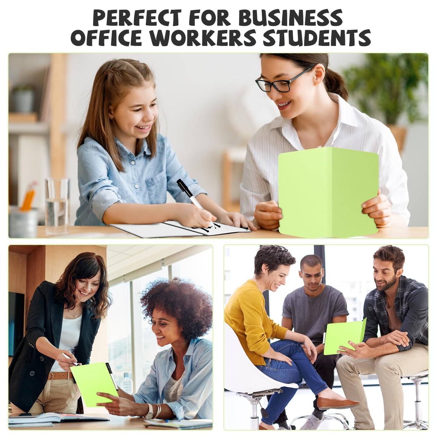 AGM Portable White Board Dry Erase, Double Sided Folding Whiteboards with Pen, Small Dry Erase Board for Study, Meeting, Doodling, Planning, Grass Green