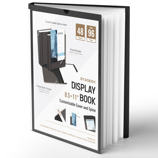 STAGEEK 48-Pocket portfolio binder display 96 pages, 8.5x11 Binder with Plastic Sleeves, Art Portfolio Folder with Clear Sheet Protectors, Presentation Book for Artwork, Document Organizer