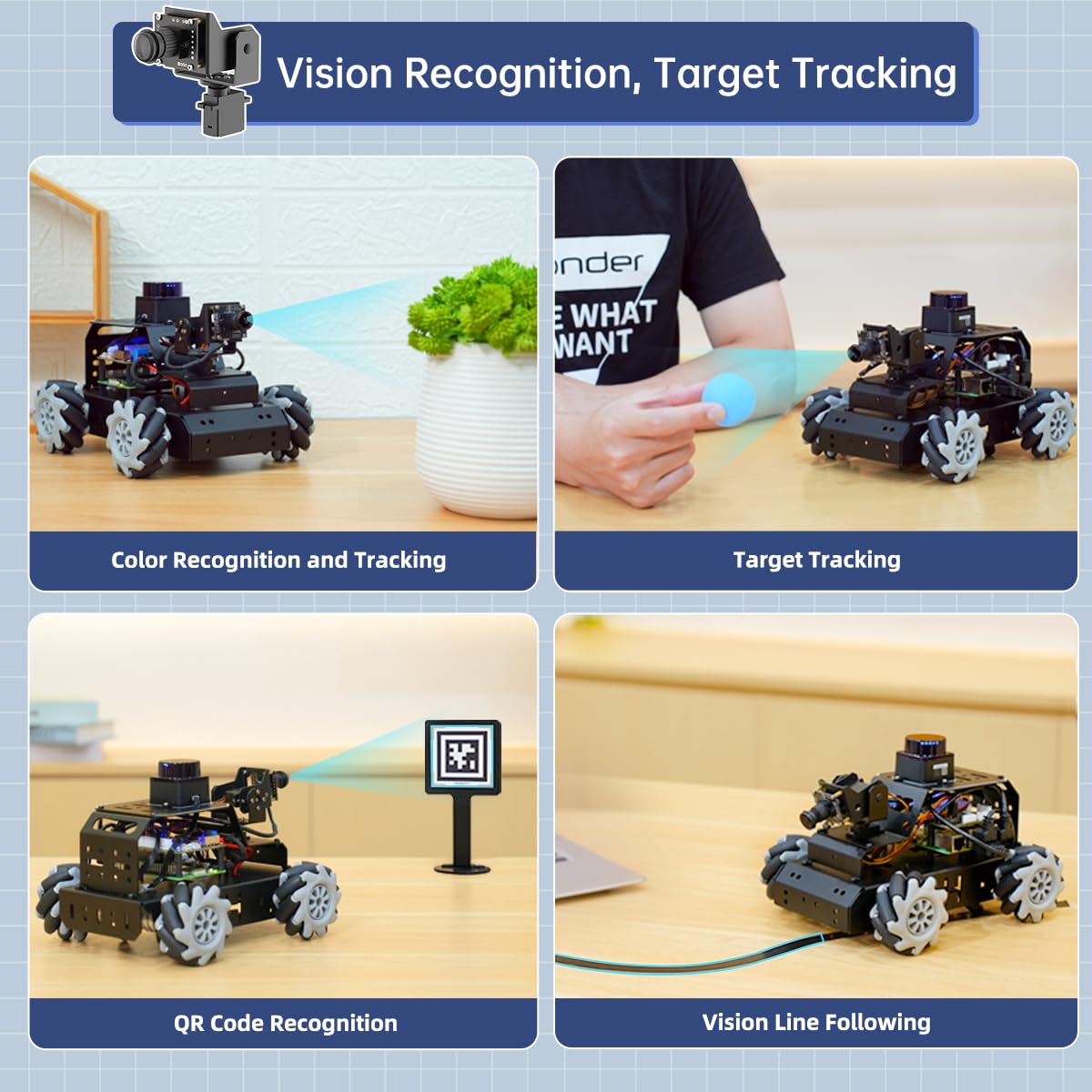 ROS2 Robot Car for Raspberry Pi 5 Programmable AI Vision Smart Robot Kit 360° Omnidirectional Movement Chassis, Lidar SLAM Mapping Navigation Path Planning Autonomous Driving, MentorPi M1 Without RPi
