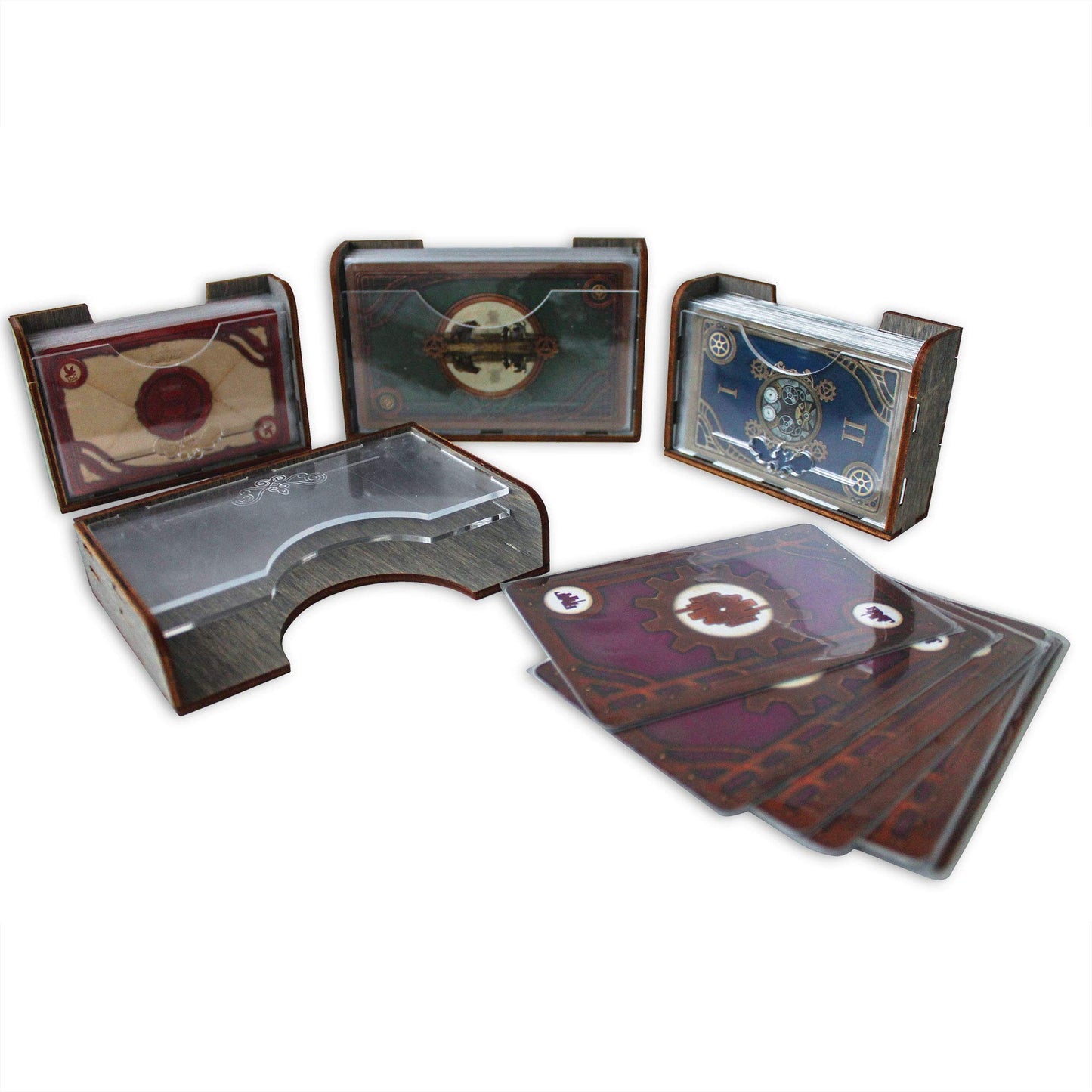 Smonex Wooden Organizer Compatible with Scythe Board Game - Box Suitable for Storage Scythe Base Game, Invaders from Afar Expansion and Promo Packs - Kit Token Box Card Insert