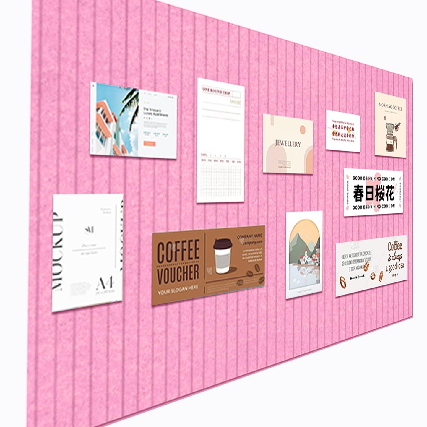 Large Felt Wall Tiles Cork Boards for Office Cubicle, 47"x35" Felt Photos Board Bulletin Tiles Pin Board for Walls Home Decor, Noise Reduction Boards Panels for Notes Memos, 12-Pack, Pink