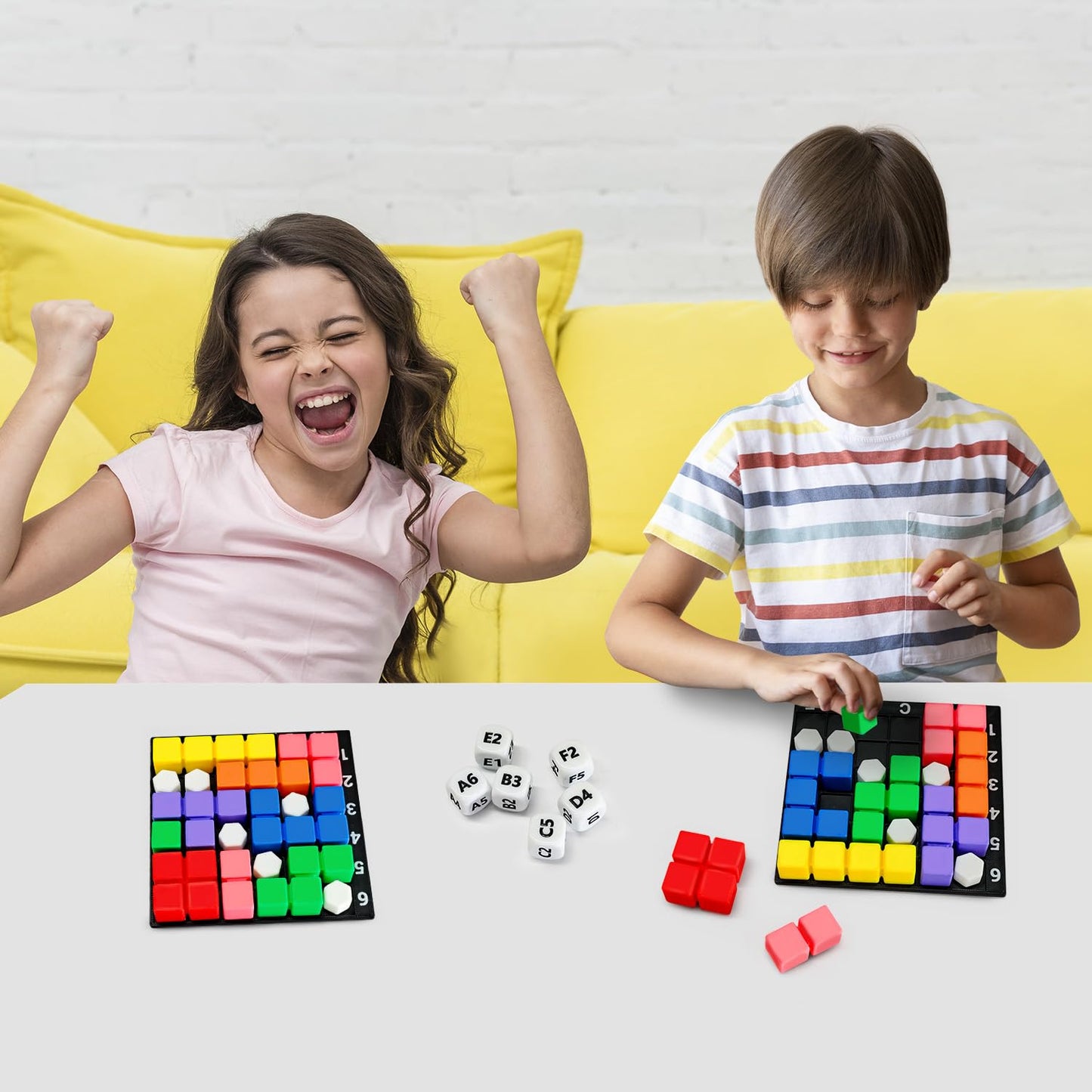 NONSOMPLE STEM Puzzle Game The Brain Square with 160000+ Solutions Pattern Matching Blocks Brain Teaser Toy Roll Dice & Race Your Opponent to Fill Grid for Kids Birthday (Single Player)