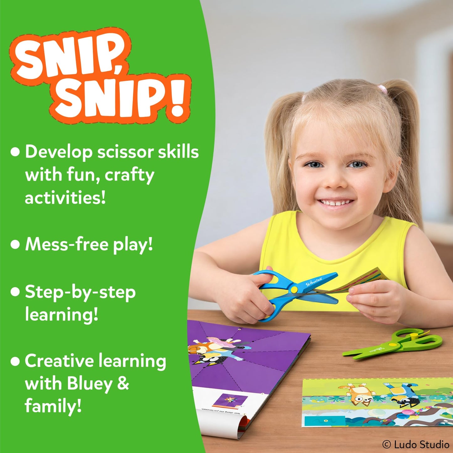 Skillmatics Bluey Scissor Skills Activity Book - Snip Snip, Preschool Cutting & Creative Activities, Felt Craft Kit, Fine Motor Skills Toys, Gifts for Boys & Girls Ages 3, 4, 5, 6, 7