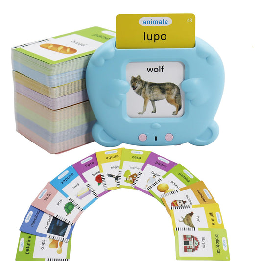 MAYAPHILOS 510 Words Italian and English Talking Flash Cards, Pocket Speech for Learn Italian, Italian Language Learning Audible Talking Flashcards Toddlers' Sensory Preschool Birthday Gifts