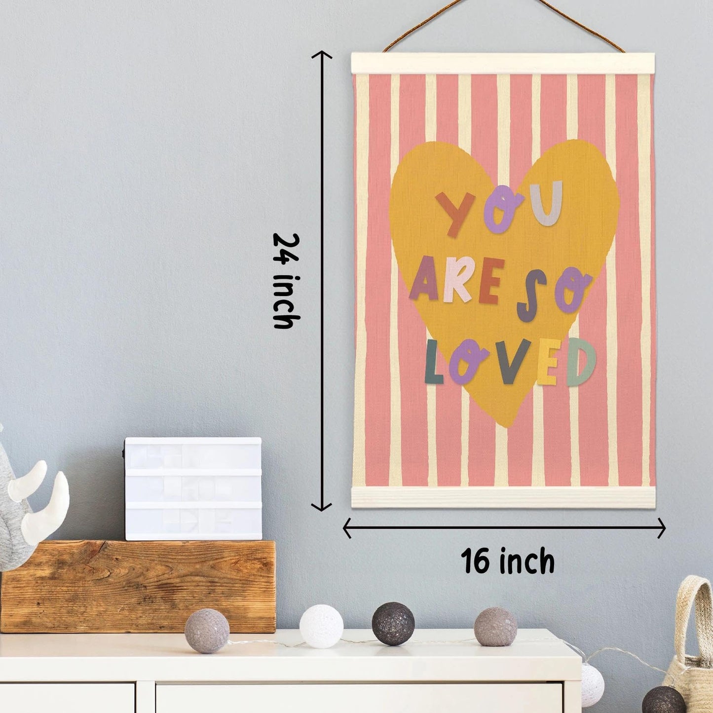 LKETW Pink Inspirational Girl Nursery Poster Hanger Frame 12x16 Inch, Positive Affirmations Wall Art Posters for Classroom, You Are So Loved Hanging Banner Decor for Kids Toddler Girls Room Bedroom