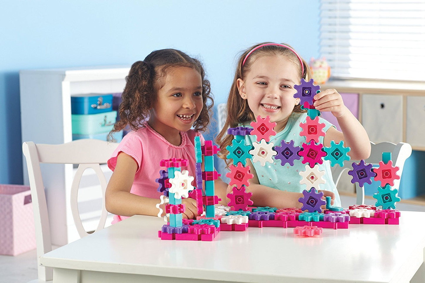 Learning Resources Gears! Gears! Gears! Deluxe Building Set Pink - Toddler Building Toys, STEM Activities, Fine Motor Skills, Critical Thinking, Birthday Gift Idea for Girls and Boys