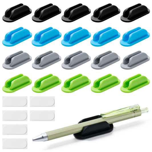 UEHSNI Adhesive Pencil Holders for Desk,Silicone Flexible Pen Holder for Wall, Office, School,Home,Classroom Must Haves,Teacher Essentials Accessories,Desk Organizer (20, Multi-colour combinations)