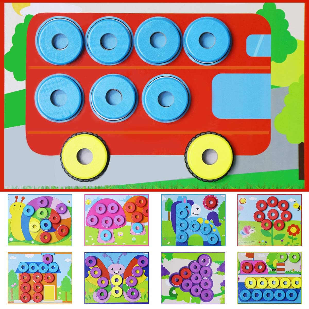 Lydaz Toddler Montessori Math Toys, Wooden Math Manipulatives with Counting Number Blocks, Preschool Kindergarten Learning Activities, Educational Math Toy for Kids 2-5, Christmas Stacking Puzzle Toy