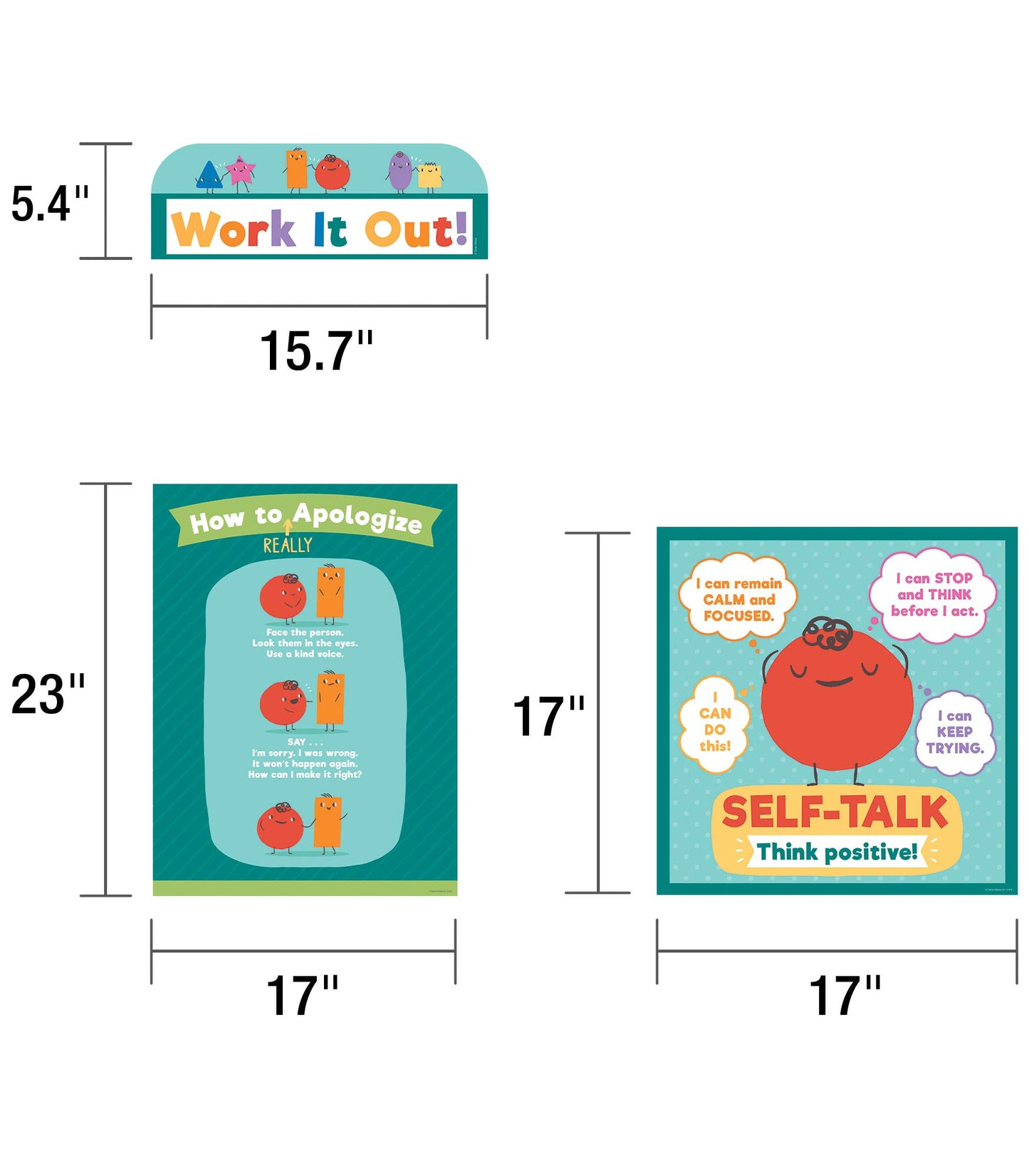 Carson Dellosa 7 pc Set of Problem-Solving Motivational Posters, Charts With Positive Affirmations and Strategies for a Growth Mindset, Calm Down Corner Supplies and Classroom Decor