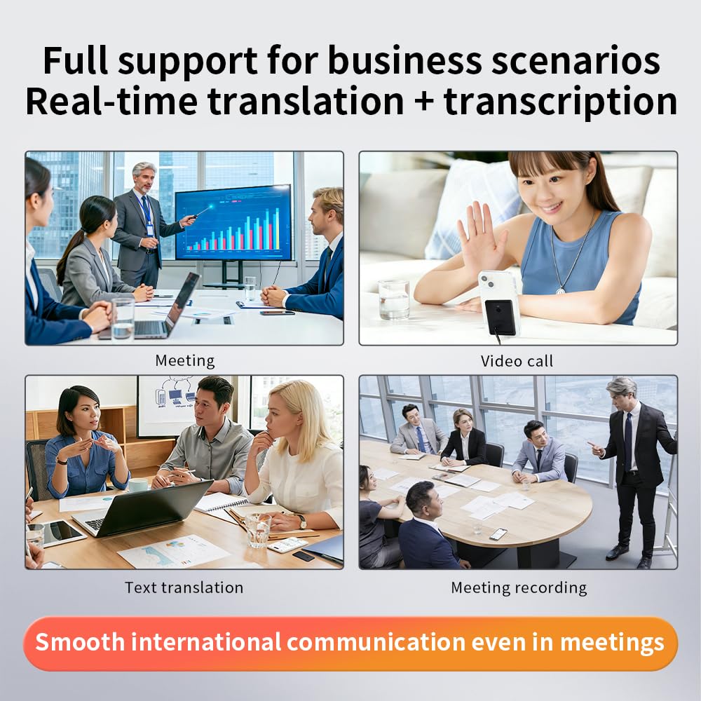 KECHOXAI Portable AI Voice Translator Device, 146+ Languages Real-Time Two-Way Translator with Offline Support & Magnetic Stand, for Travel, Business & Language Learning