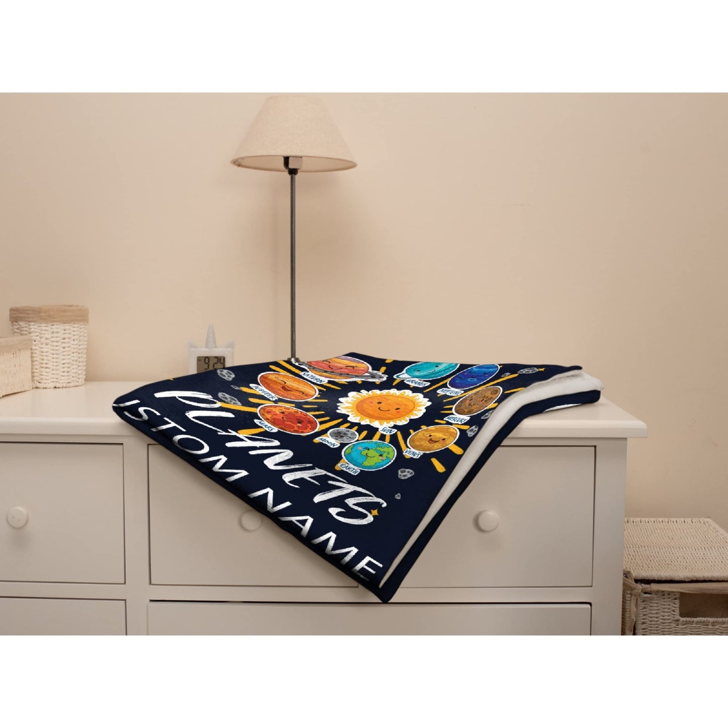 ARTBLANKET Just A Boy Who Loves Planets & Solar Throw Blanket Fannel Fleece Super Soft Funny Blanket Travel Throw Blanket for Bed Couch Sofa Custom Name