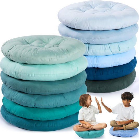 Fumete 12 Pcs Round Floor Pillows Cushions Seating 16 x 16 Inches Floor Round Cushions for Kids Toddlers Flexible Reading Chair Pillows for Classroom Home School Playing Supplies(Multicolor)