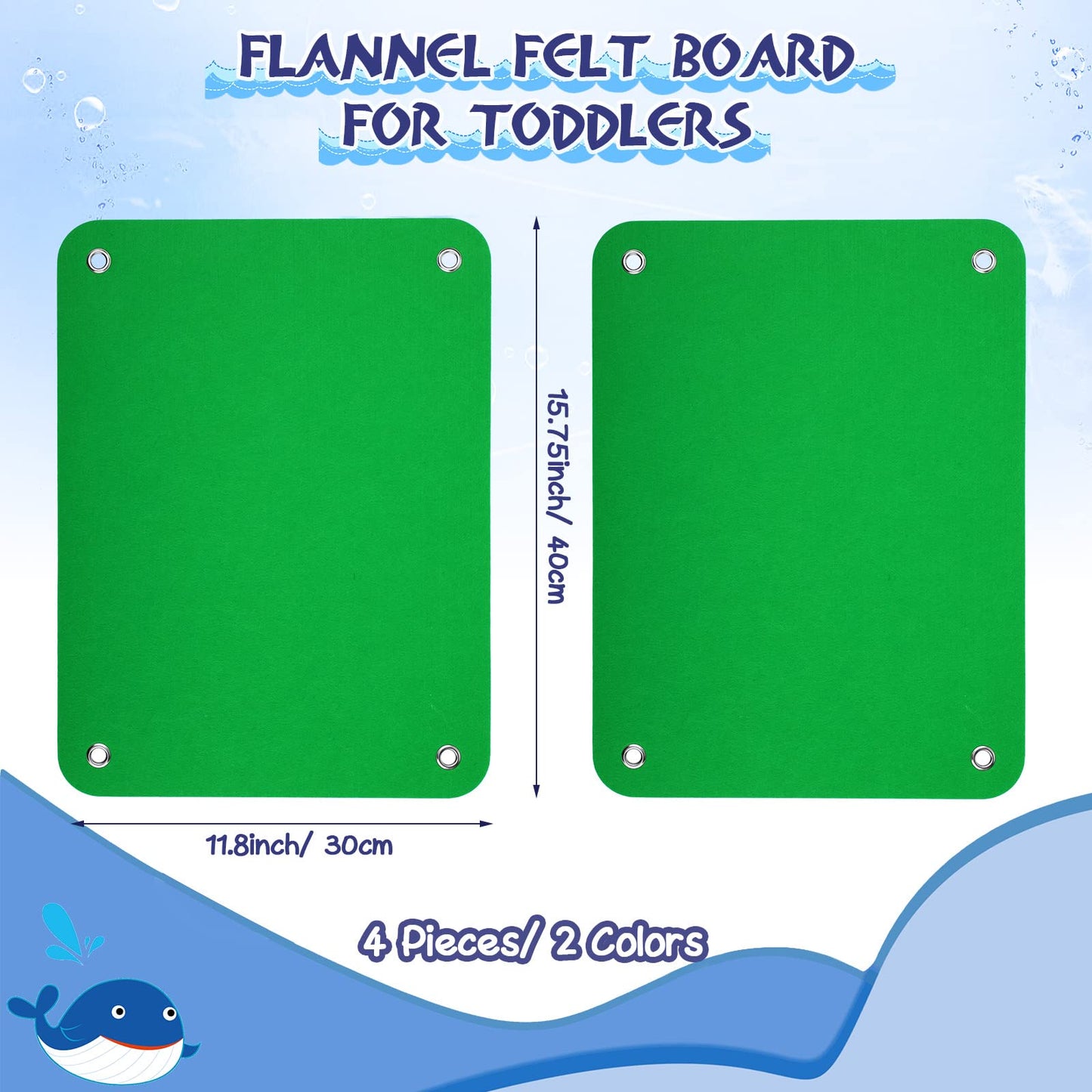 Yunsailing 4 Pieces Felt Board for Toddlers Classroom Flannel Board Stories for Preschool Homeschooling, Kids Felt Story Activity Wall Hanging Children Birthday Gifts, 11.8 x 15.75 Inch (Green)
