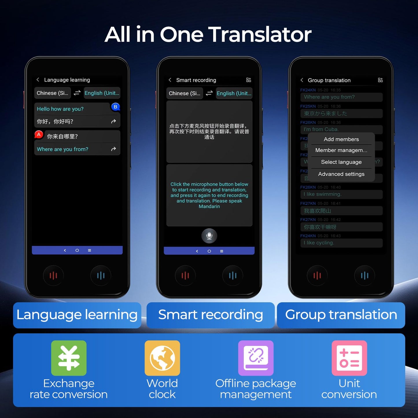 D-PRO Language Translator Device, Real-Time Voice Translation, Instant AI Translator Device | 139 Languages | Online & Offline Translator with Photo Translation, Traductor for Business Study Travel