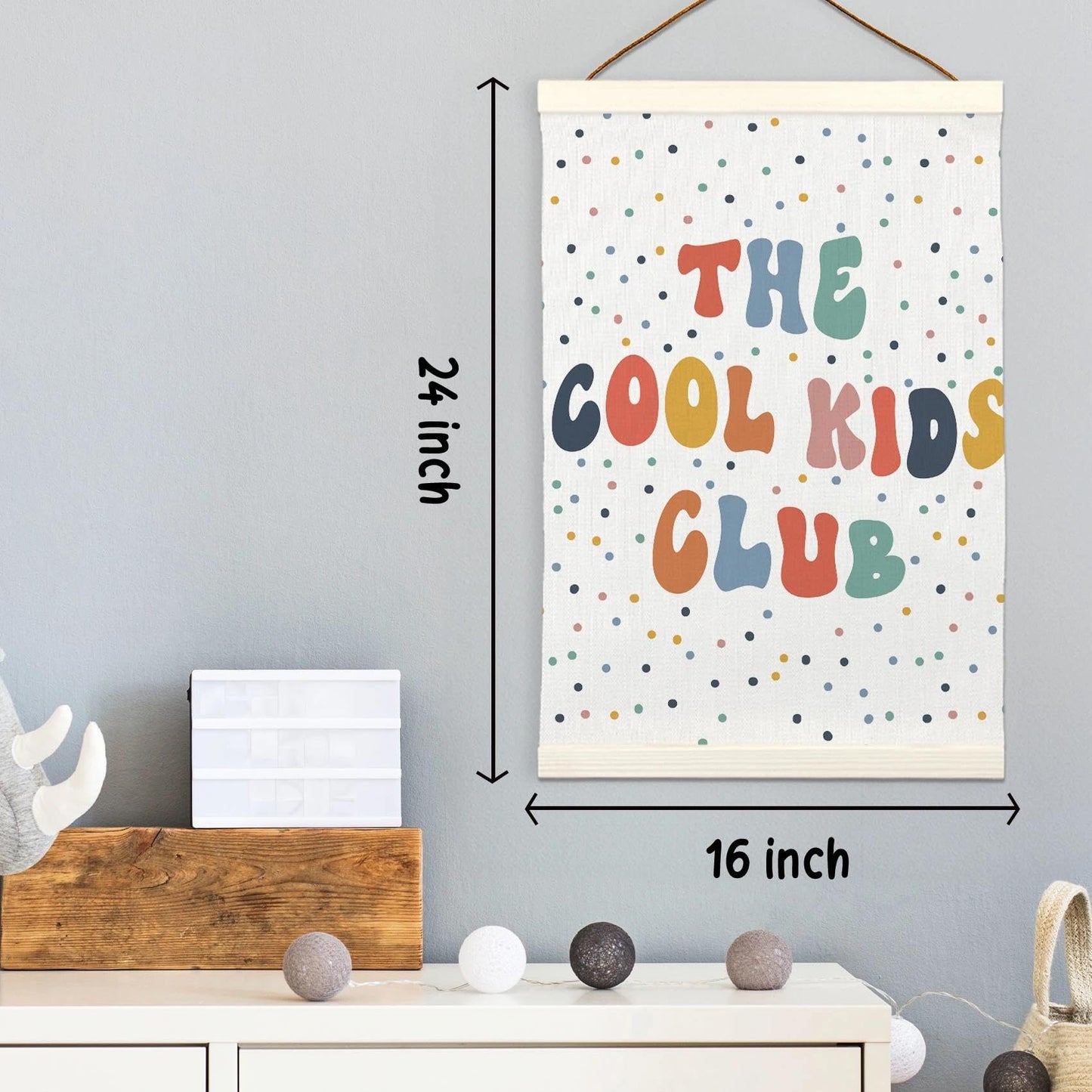 LKETW Kids Playroom Poster Hanger Frame 12x16 Inch, Toddler Room Wall Art Posters for Playroom, The Cool Kids Club Hanging Banner Decor for Toddler Boy Girl Room Nursery Playroom